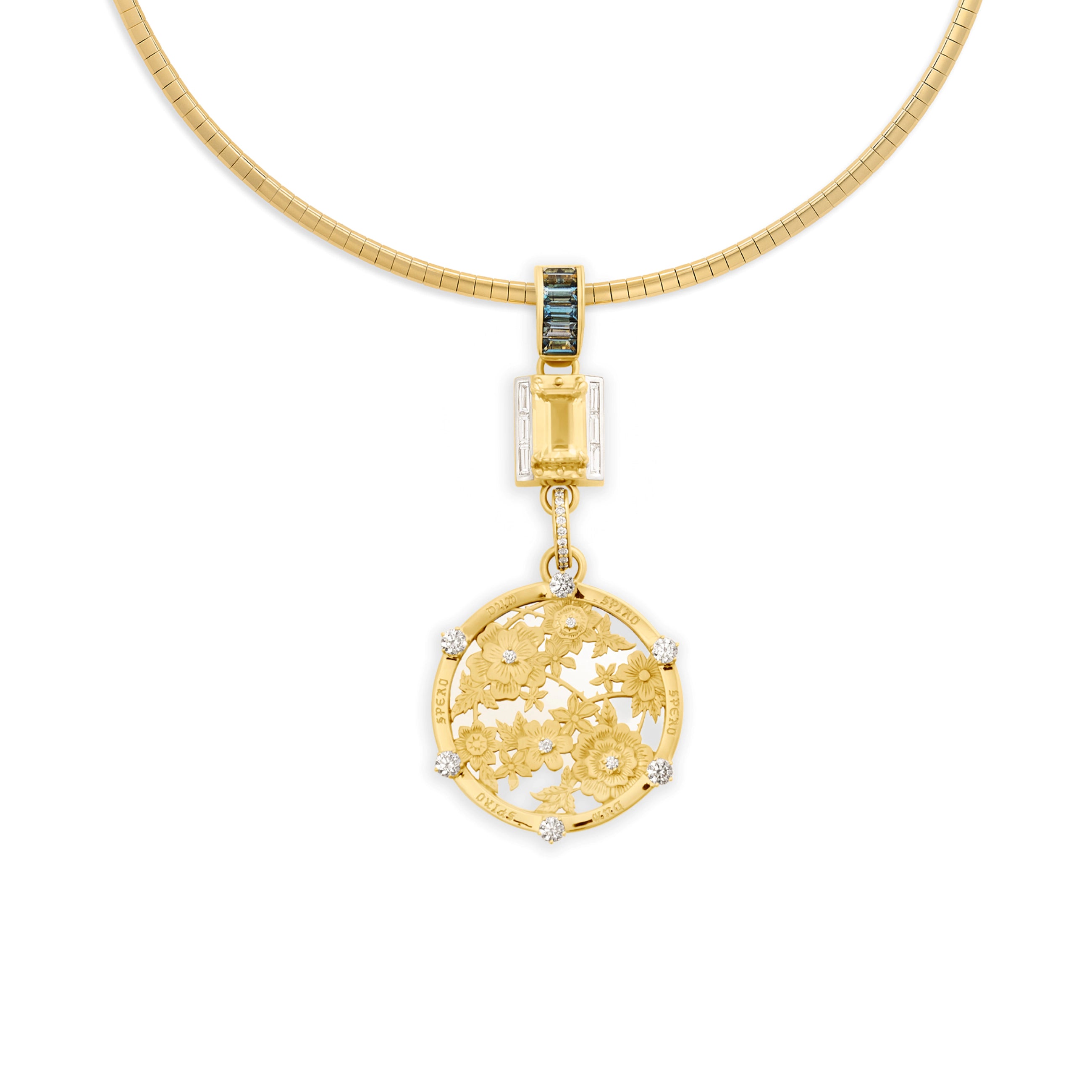 Foundrae Resilience - True Love | Floral Screen and Cache Link Sleek Collar Necklace | Multi-Stone,