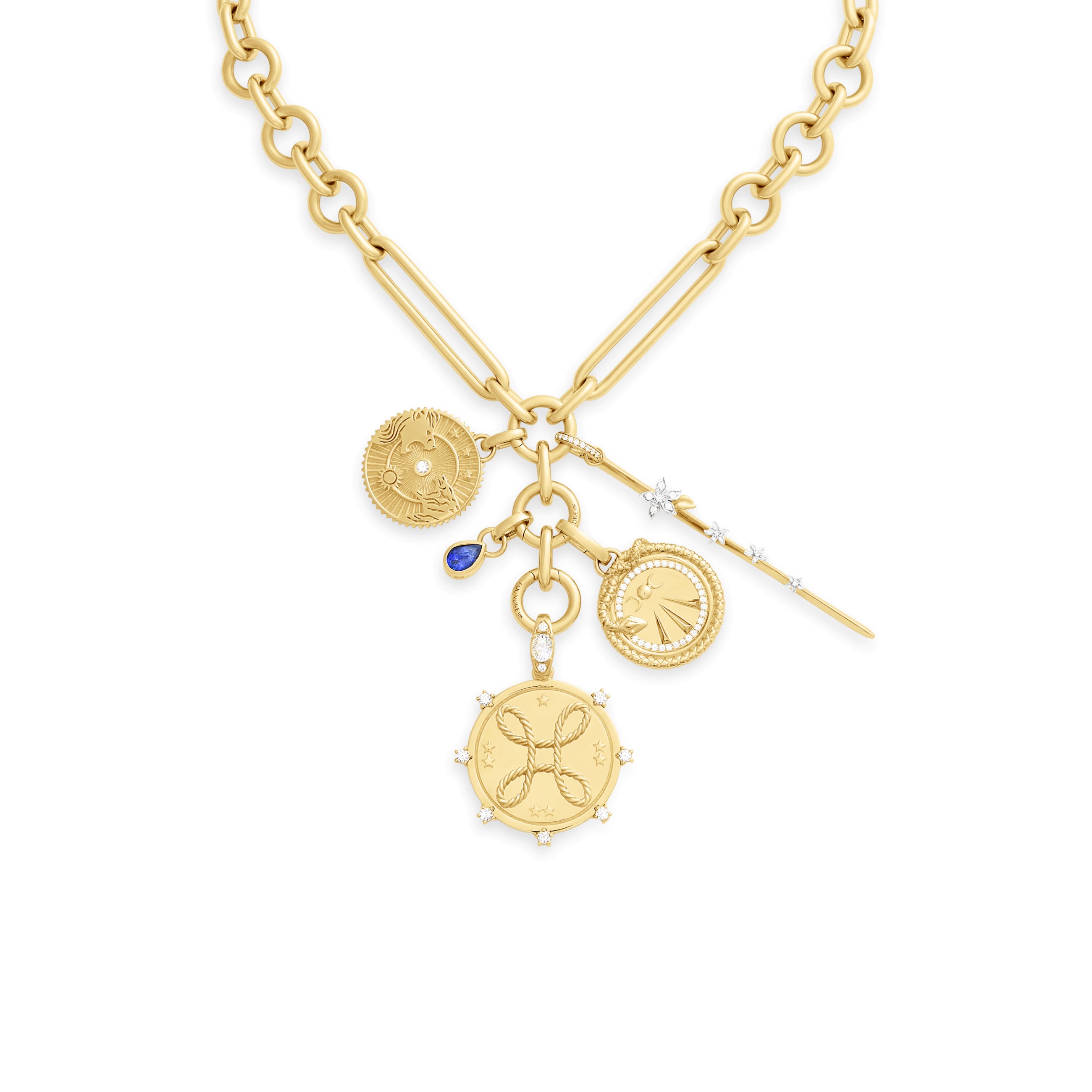 Foundrae True Love - Strength | 'Love Knot' and Thorn Oversized Mixed Clip Necklace | Diamonds, Blu