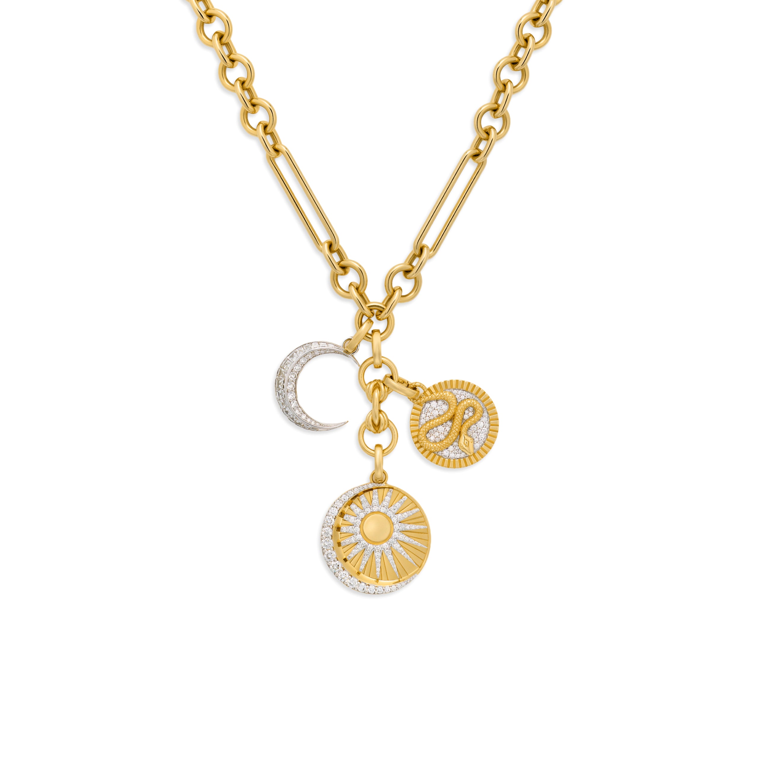 Foundrae Wholeness - Infinite Gratitude | Balance and Crescent Midsize Mixed Clip Extension Necklac
