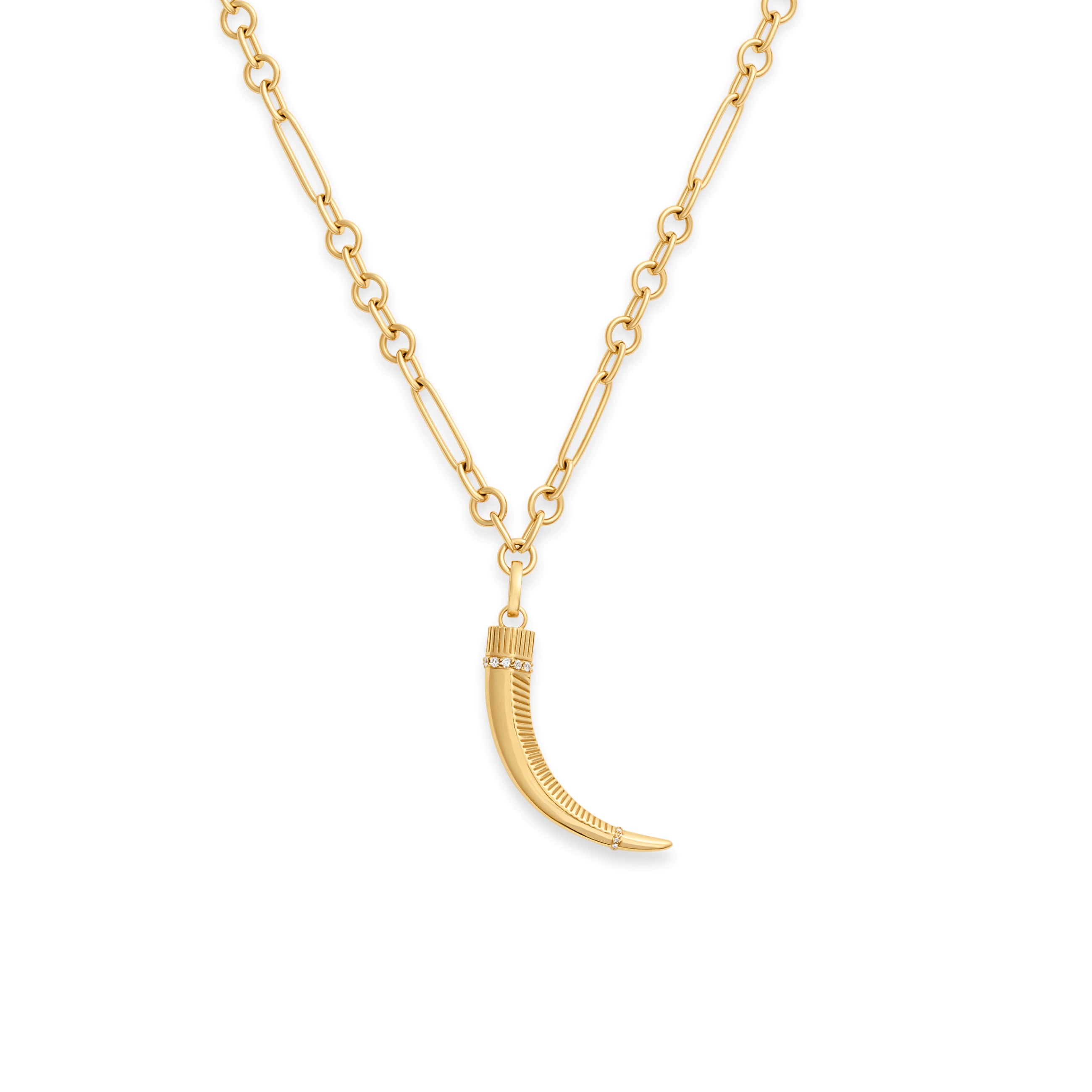 Foundrae Protection | La Loba Claw Small Mixed Clip Necklace | Diamonds, Yellow Gold