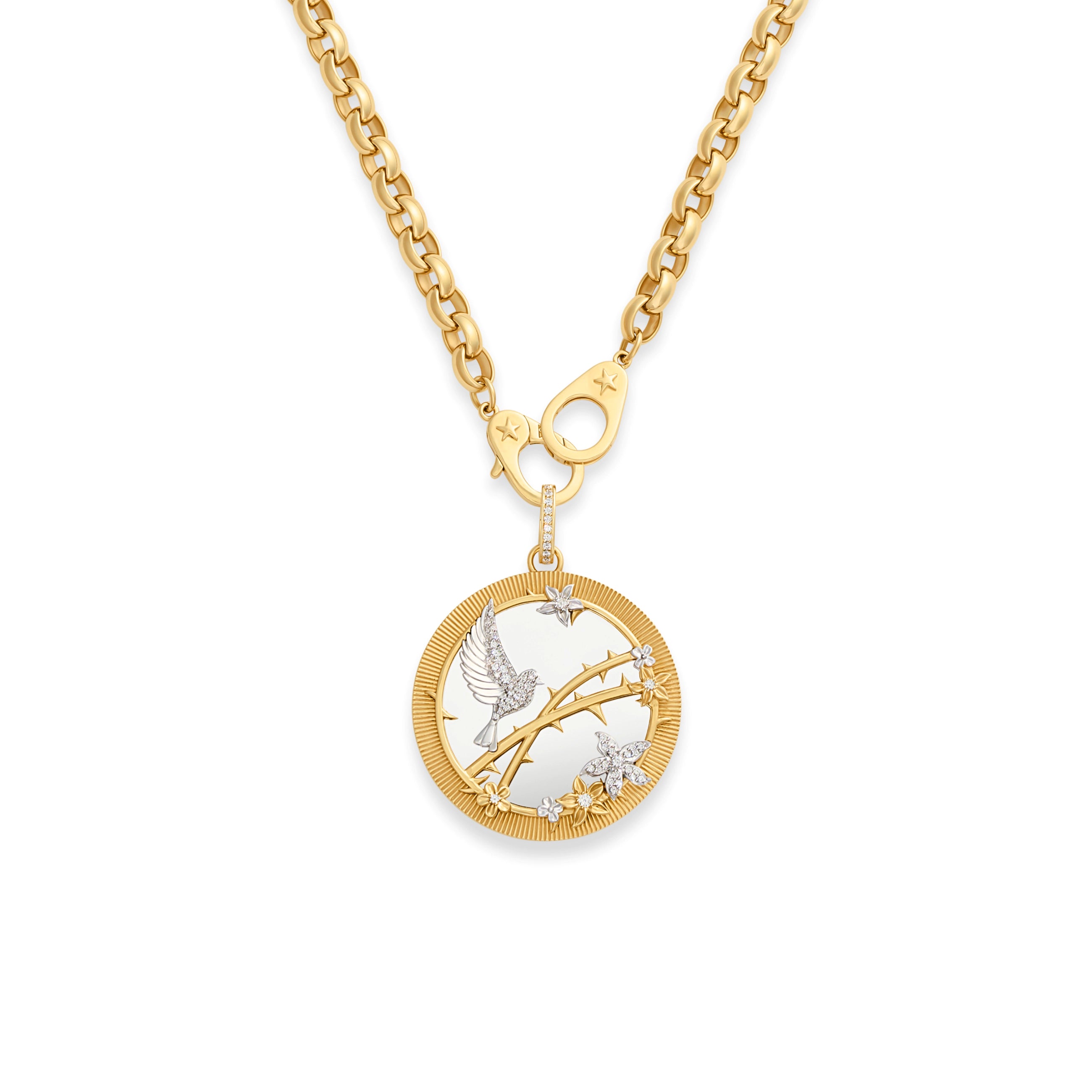 Foundrae Resilience | Sparrow Oversized Belcher Necklace with Sister Hooks | Diamonds, Mixed Gold