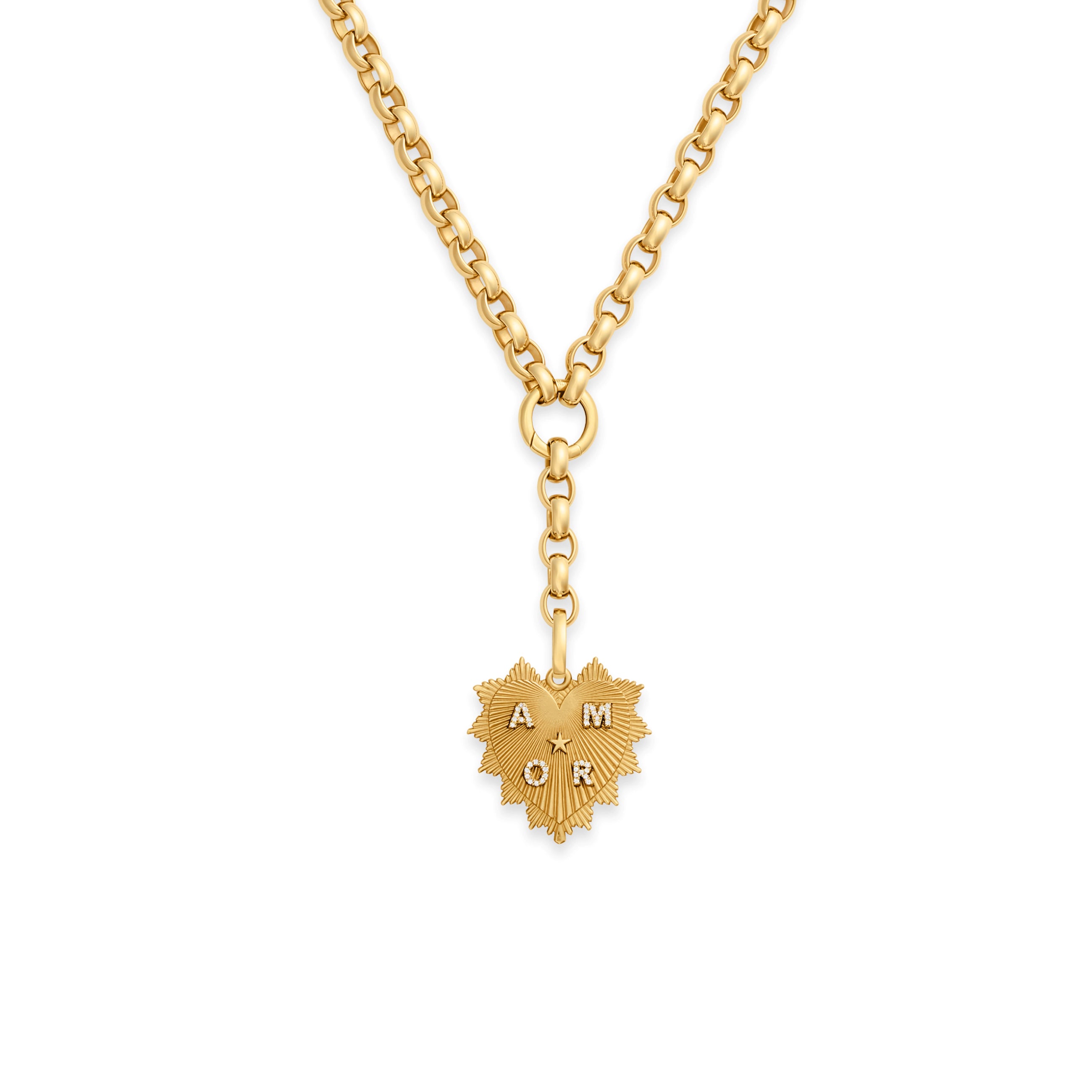 Foundrae Personalized - True Love| Custom Heart Love Token Oversized Belcher Extension Necklace | D