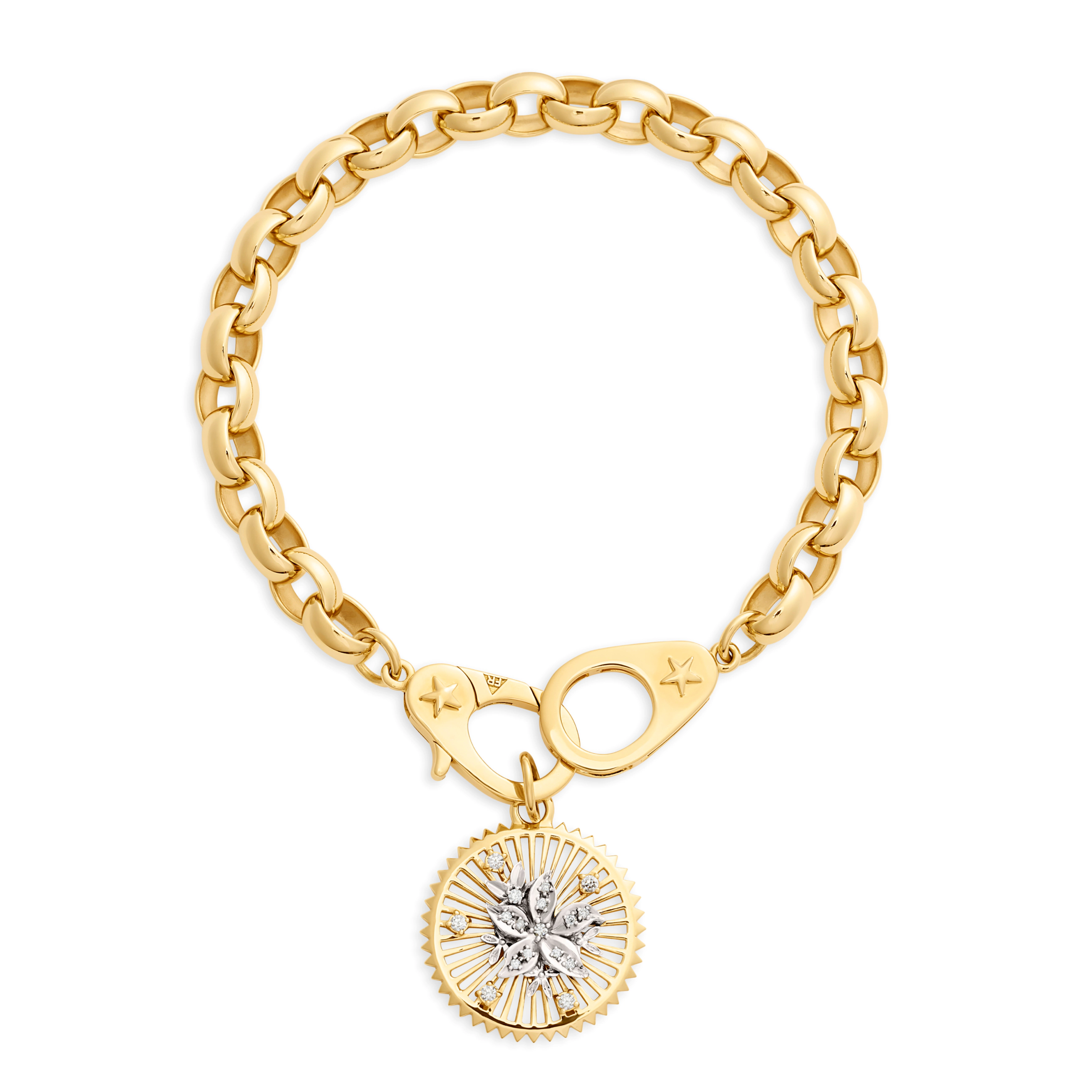 Foundrae Resilience | Blossoms Oversized Belcher Bracelet with Sister Hooks | Diamonds, Mixed Gold