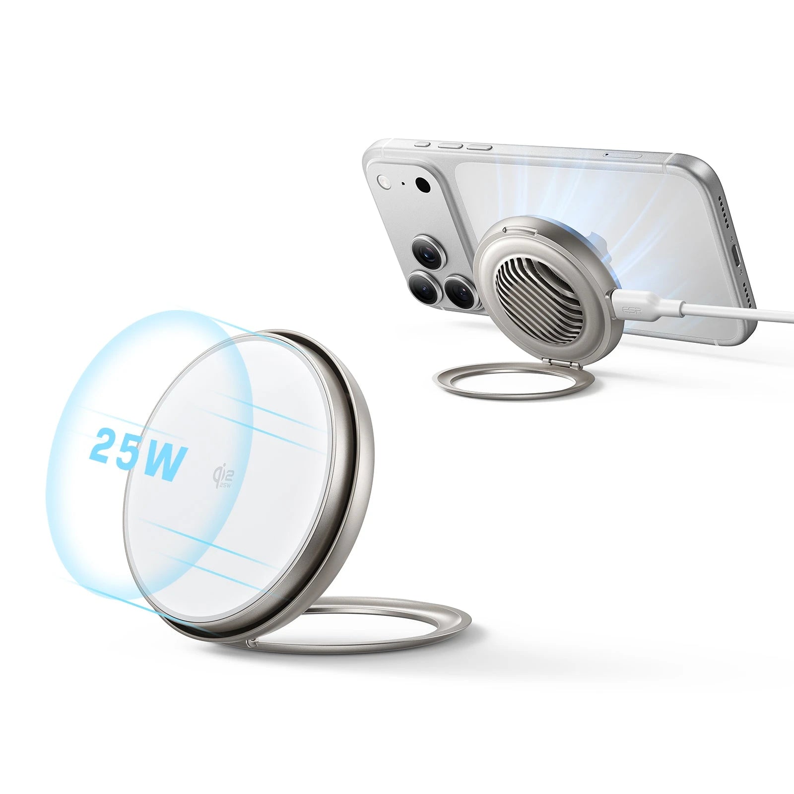 ESR Cyclone 25W Magnetic Charging Pad with CryoBoost - Silver - 1 Set