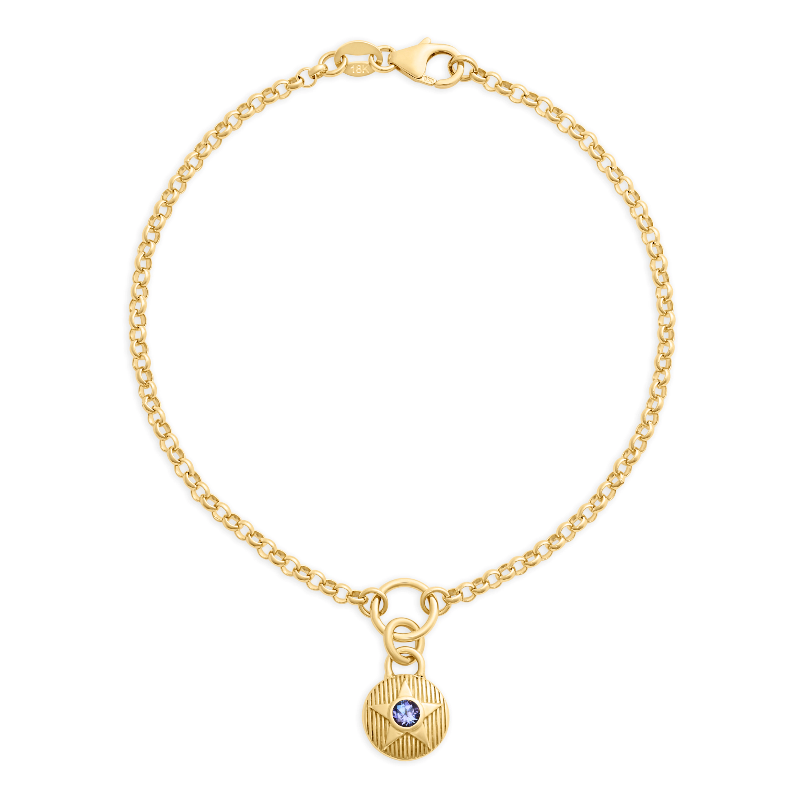 Foundrae Foundation | December Birthday Starstone Small Belcher Bracelet | Tanzanite, Yellow Gold