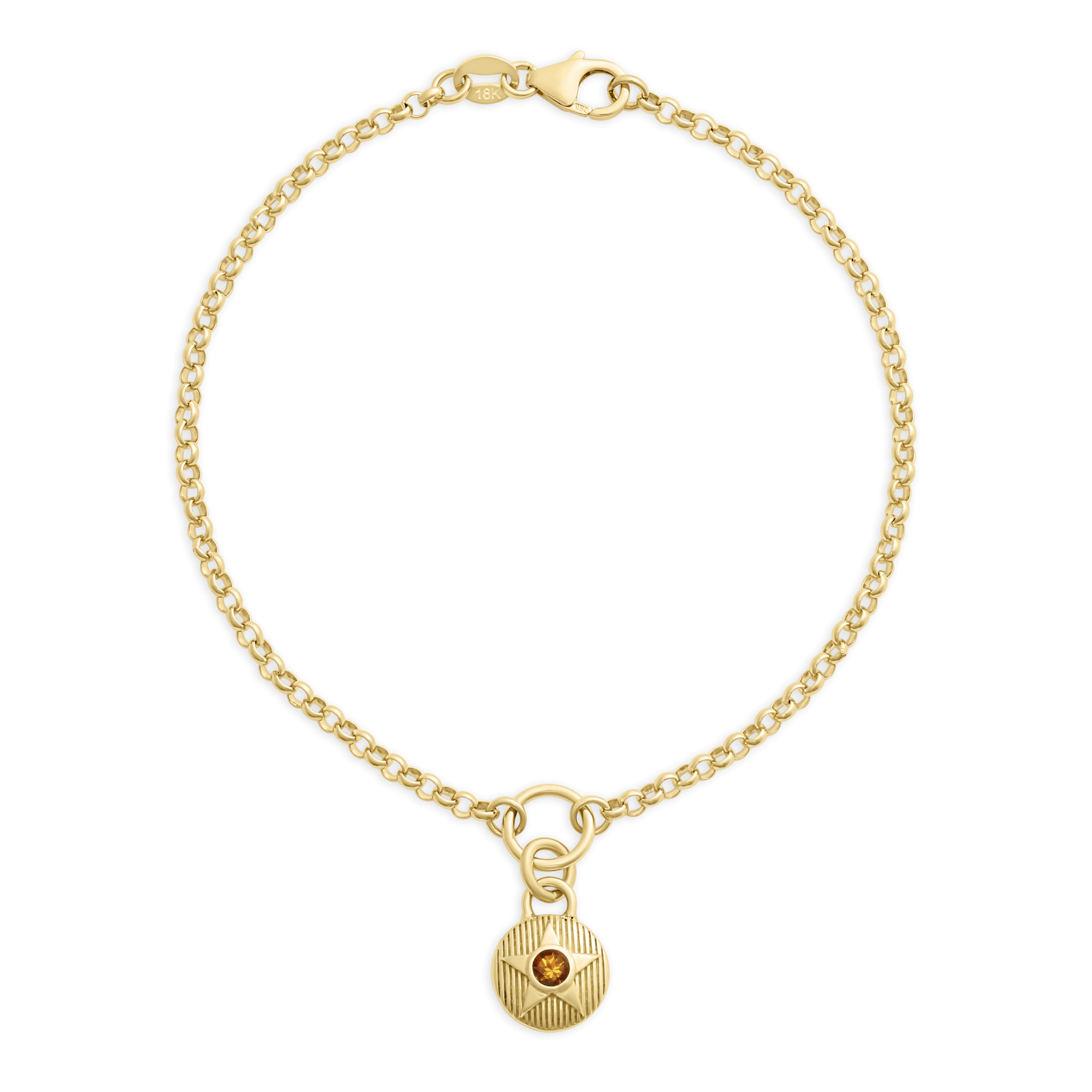 Foundrae Foundation | November Birthday Starstone Small Belcher Bracelet | Yellow Citrine, Yellow G