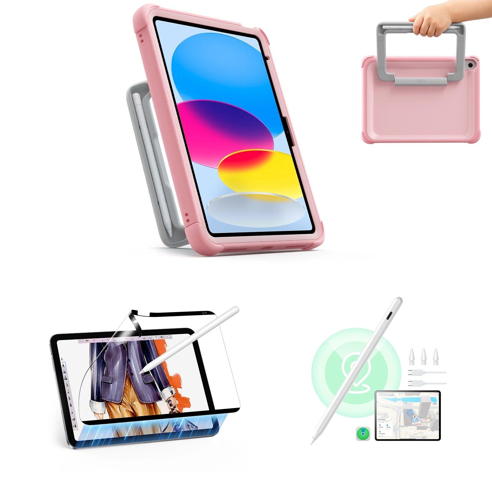ESR iPad 11" (A16) 2025 Kids Creator Bundle - Pink