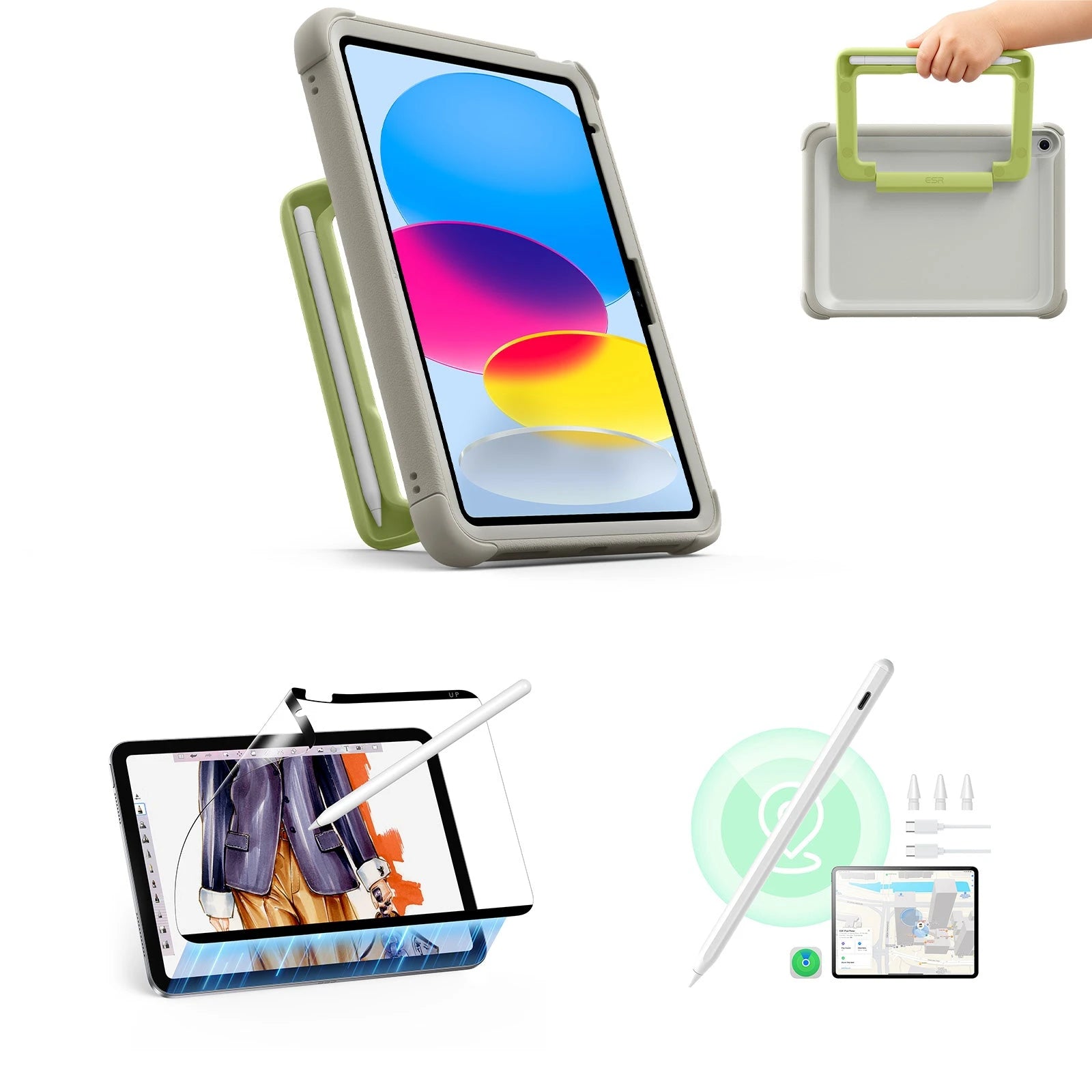 ESR iPad 11" (A16) 2025 Kids Creator Bundle - Gray