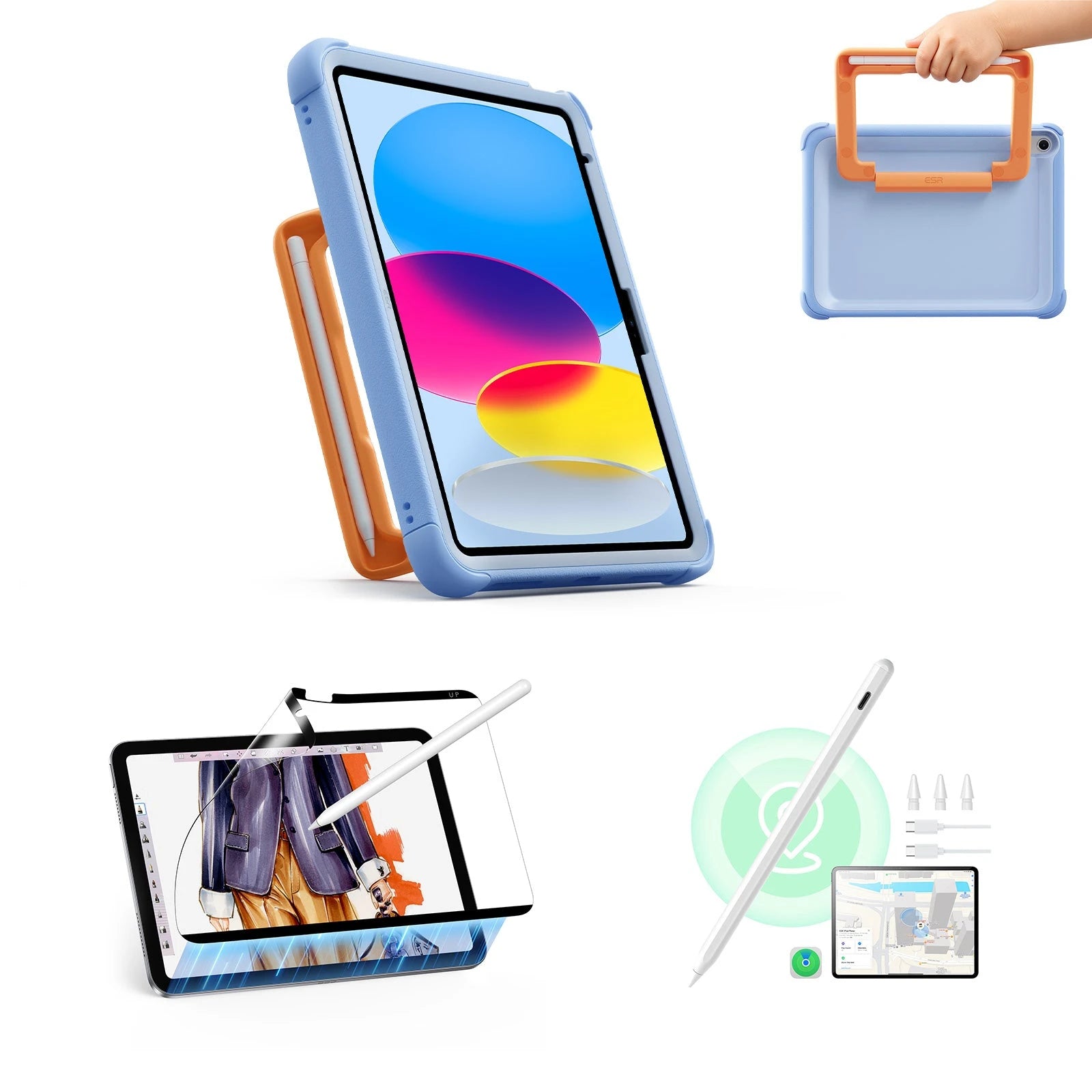 ESR iPad 11" (A16) 2025 Kids Creator Bundle - Sky Blue
