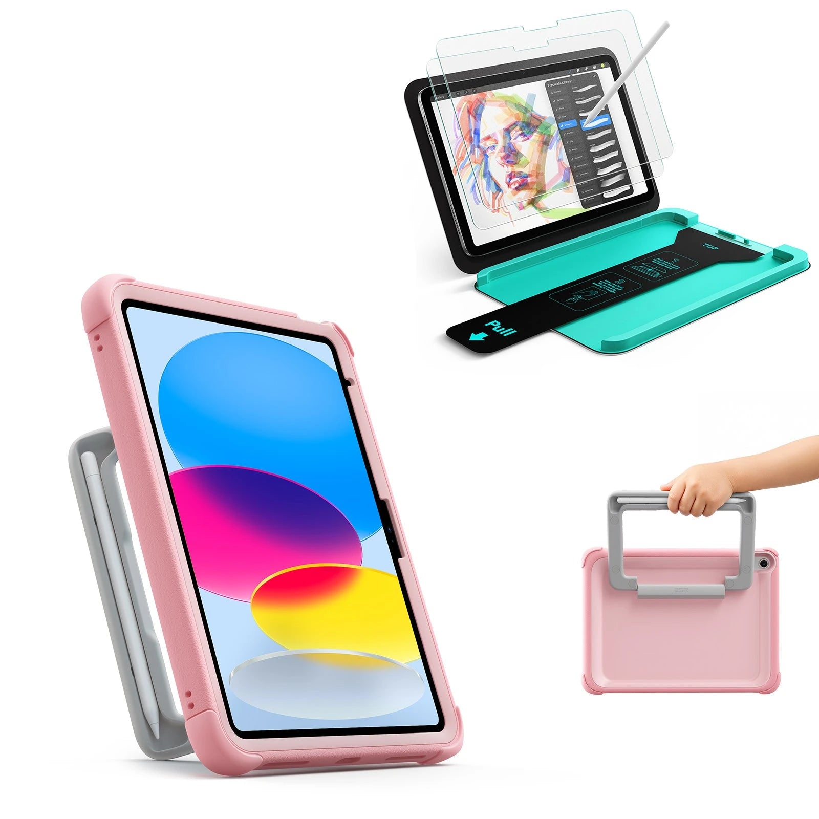 ESR iPad 11" (A16) 2025 Kids Write & Protect Bundle - Pink