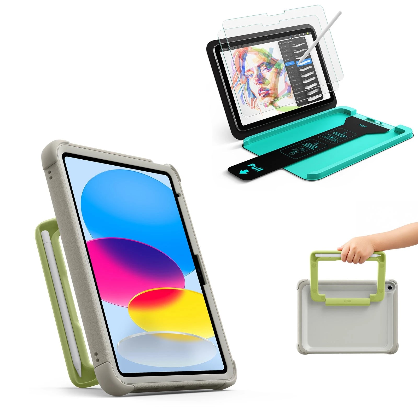 ESR iPad 11" (A16) 2025 Kids Write & Protect Bundle - Gray
