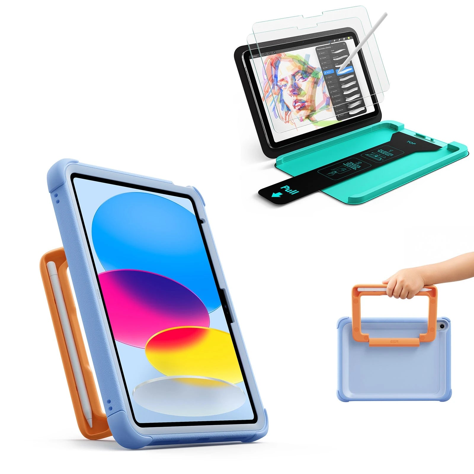 ESR iPad 11" (A16) 2025 Kids Write & Protect Bundle - Sky Blue