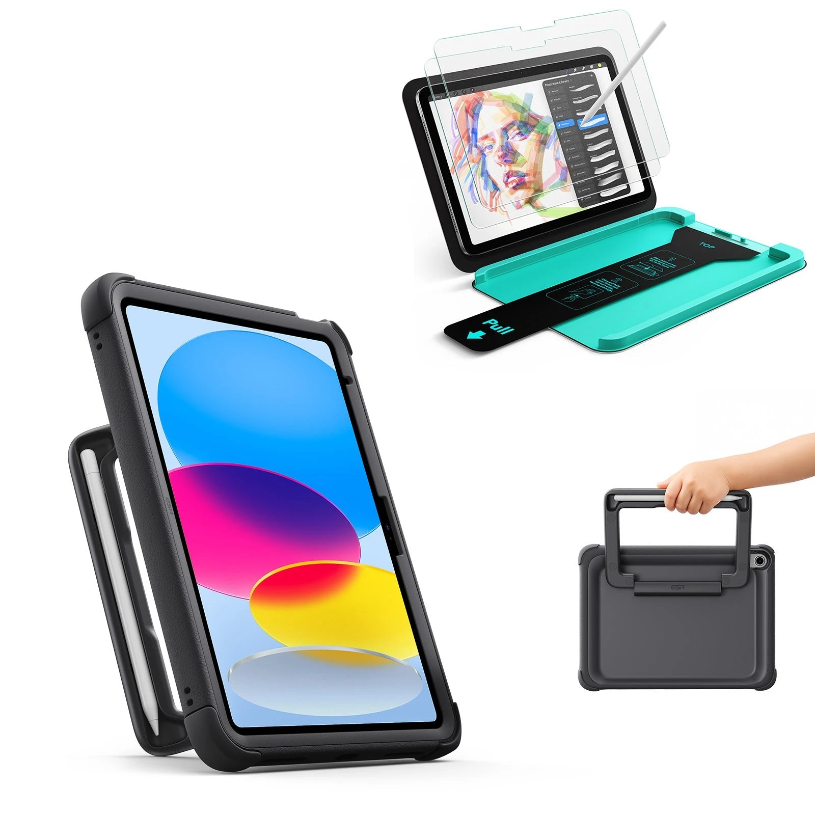ESR iPad 11" (A16) 2025 Kids Write & Protect Bundle - Black