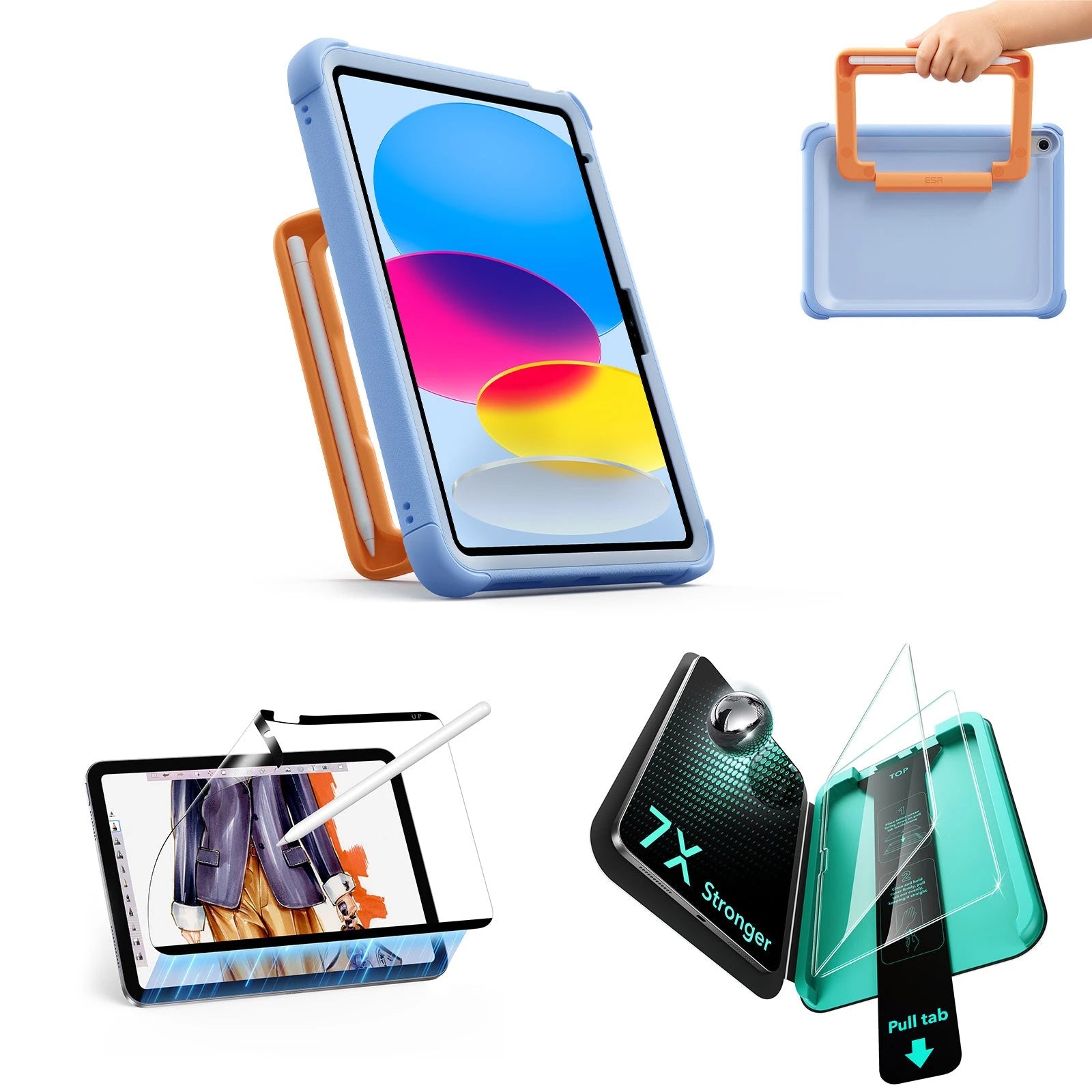 ESR iPad 11" (A16) 2025 Kids All-in-One Bundle - Sky Blue