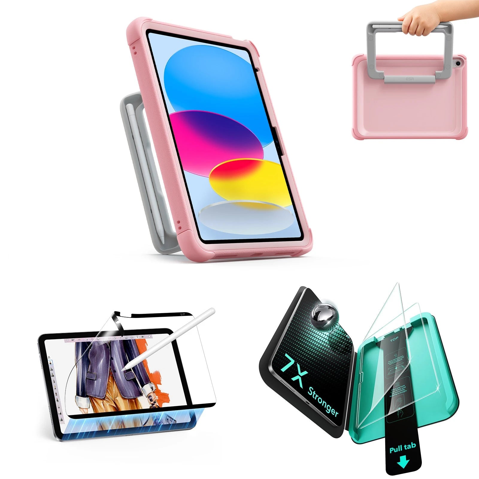 ESR iPad 11" (A16) 2025 Kids All-in-One Bundle - Pink