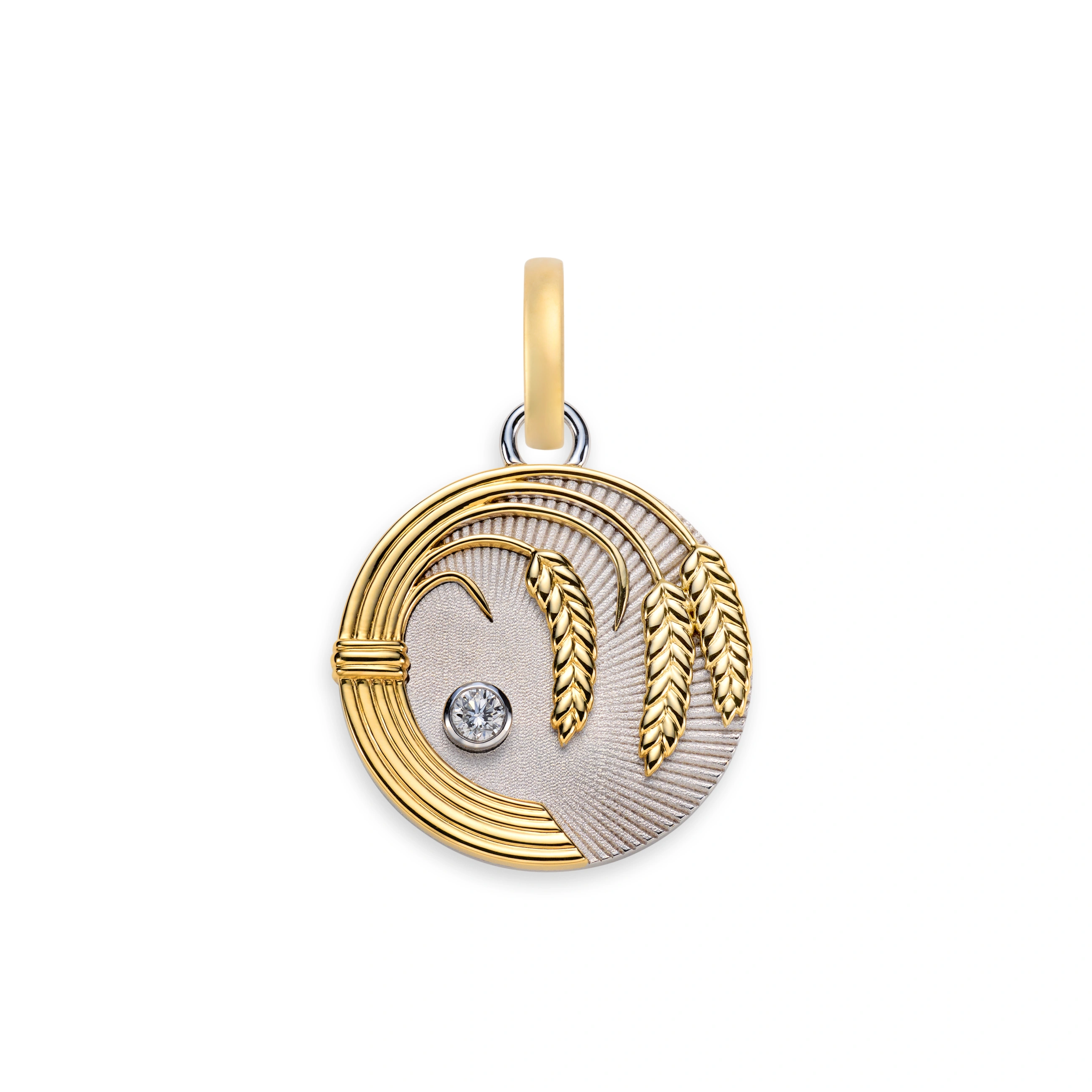 Foundrae Infinite Gratitude | Braided Wheat Medium Medallion | Diamond, Mixed Gold