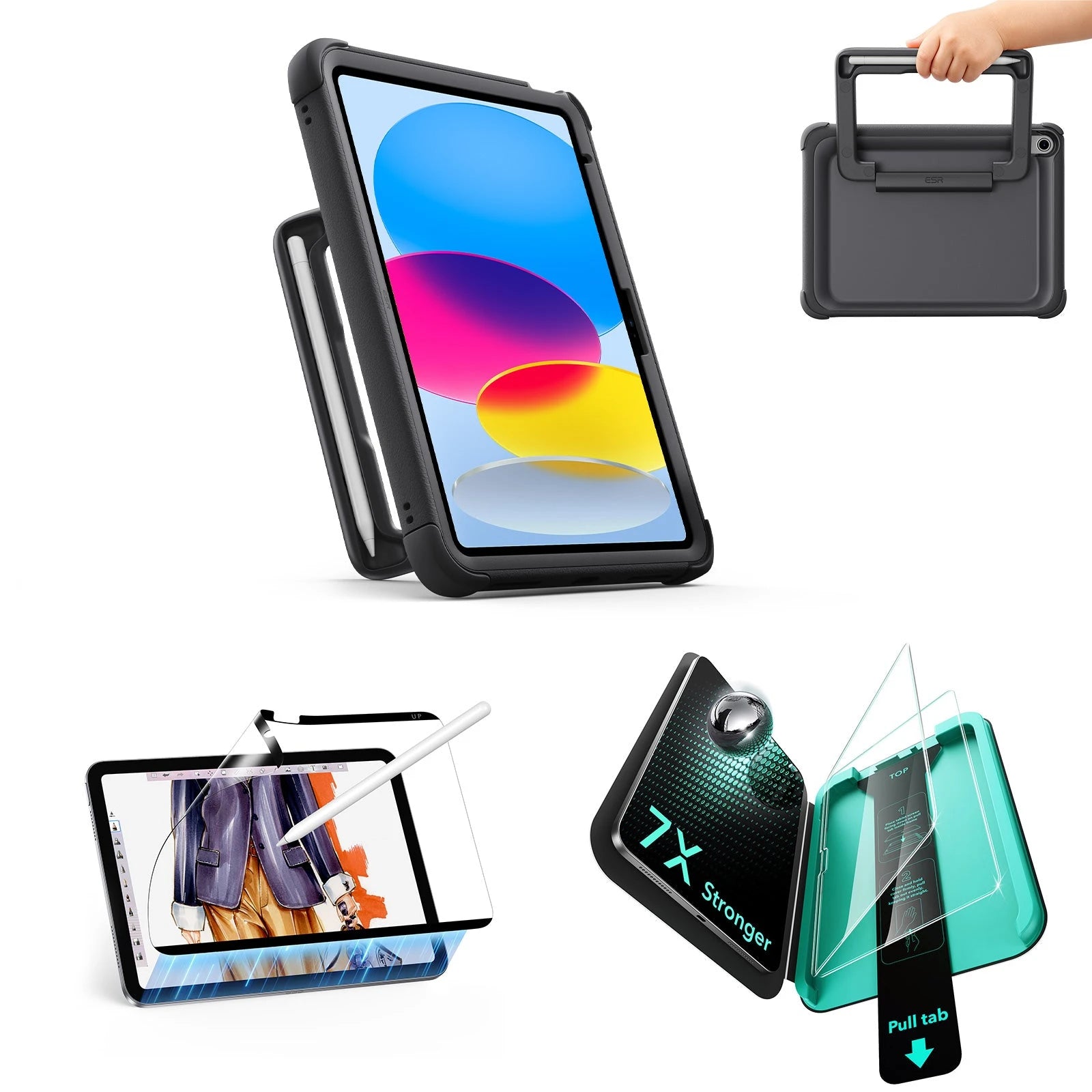 ESR iPad 11" (A16) 2025 Kids All-in-One Bundle - Black