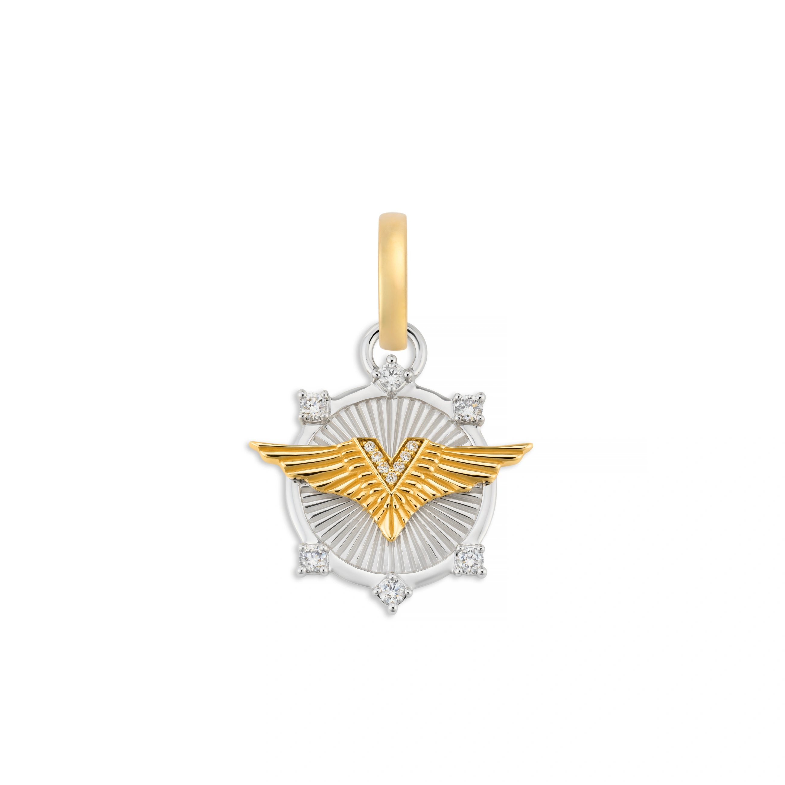 Foundrae Vivacity | Wings Baby Medallion | Diamonds, Mixed Gold