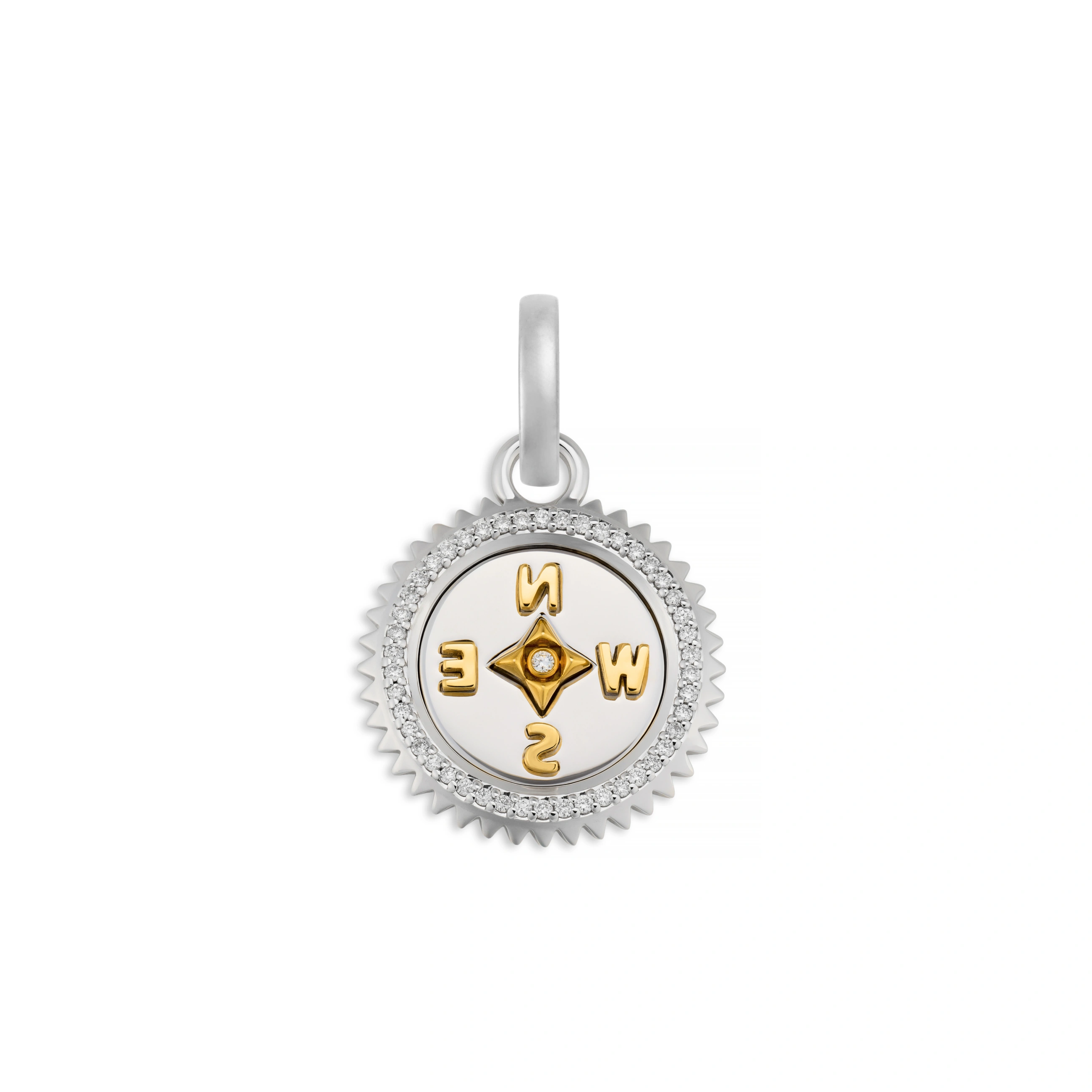 Foundrae Internal Compass | Baby Medallion | Diamonds, Mixed Gold
