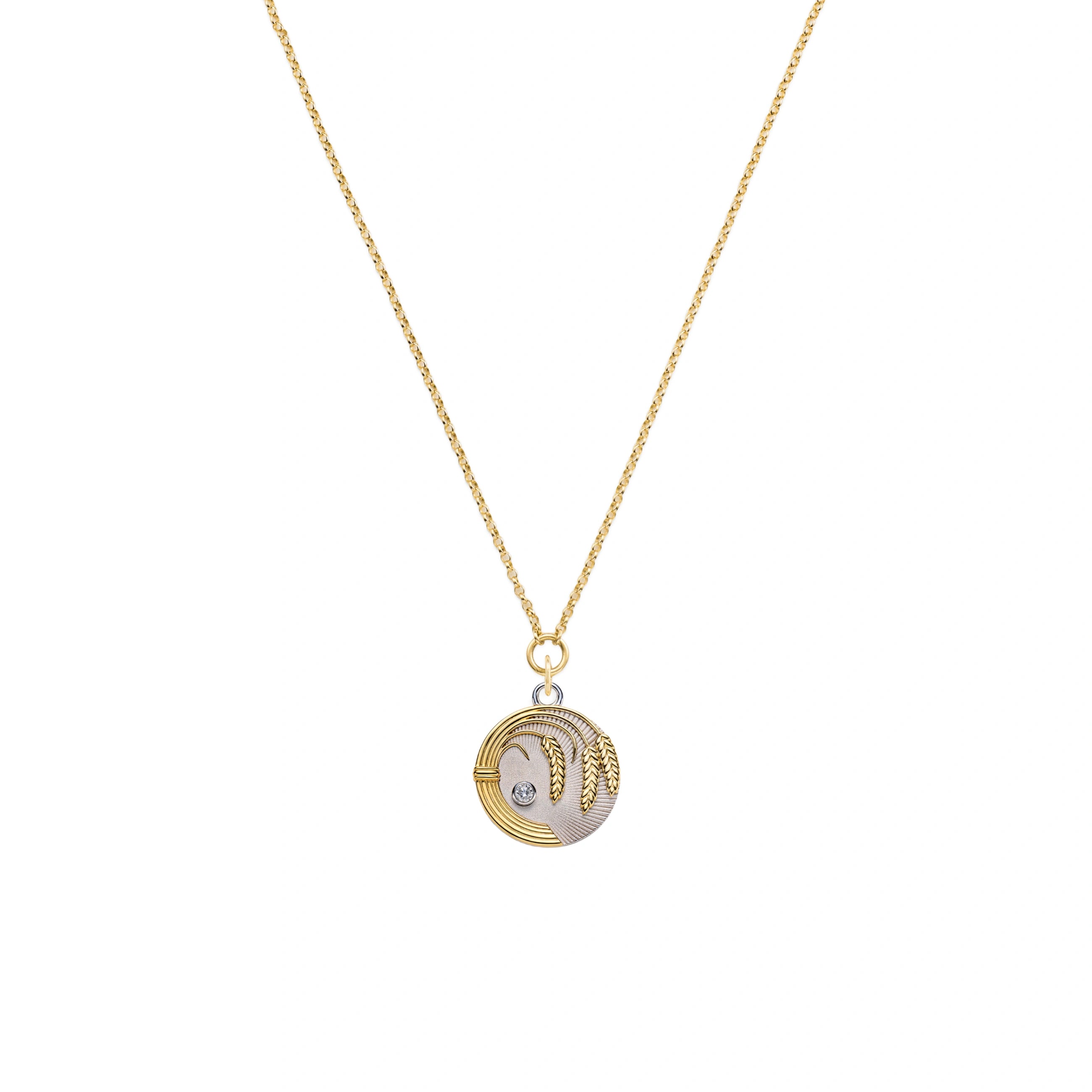 Foundrae Infinite Gratitude | Braided Wheat Small Belcher Necklace | Diamond, Mixed Gold