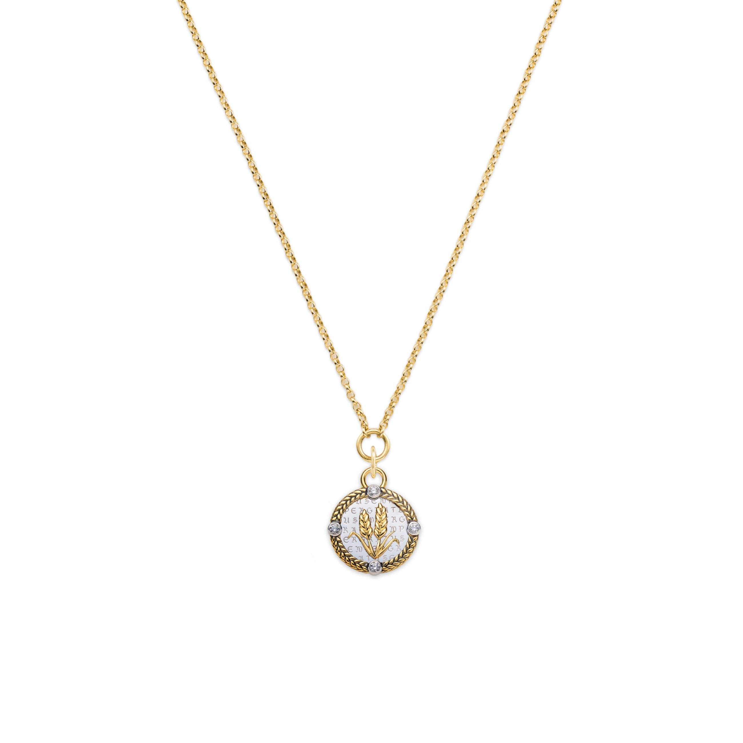 Foundrae Infinite Gratitude | Braided Wheat Small Belcher Necklace | Diamonds, Mixed Gold