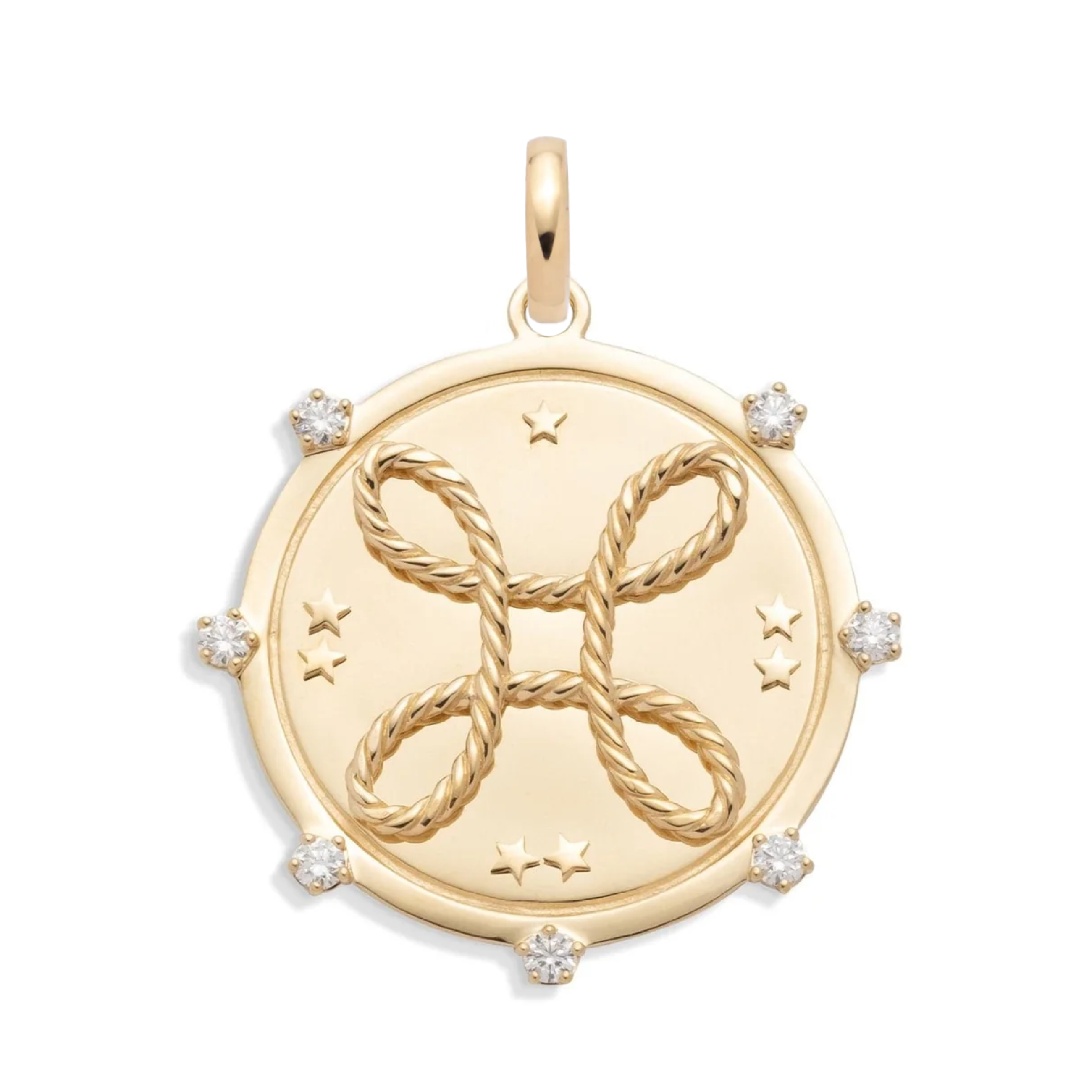 Foundrae True Love | 'Love Knot' Large Medallion | Diamonds, Yellow Gold