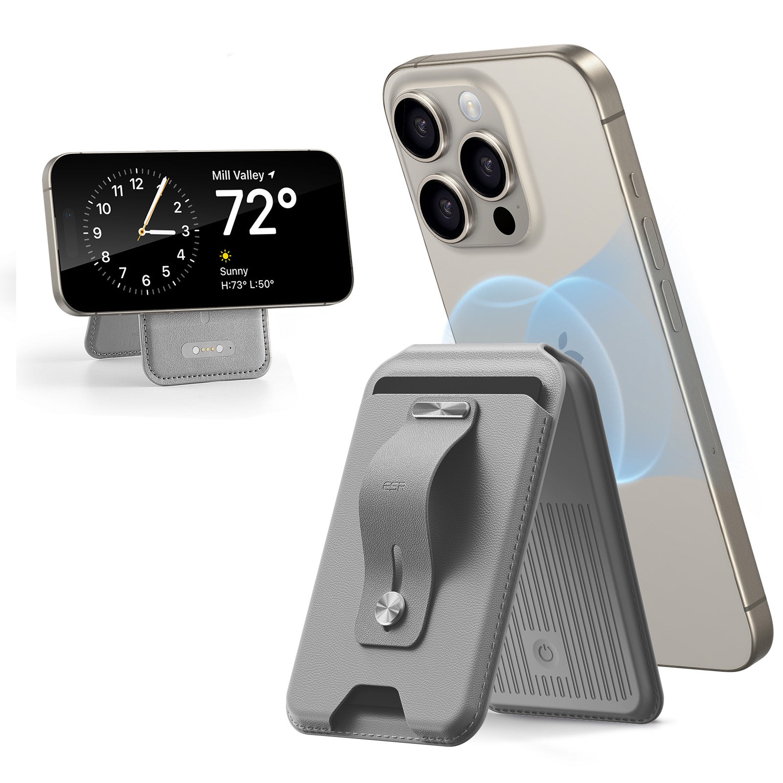 ESR Geo Wallet Stand (HaloLock) with Built-in Find My - Grey