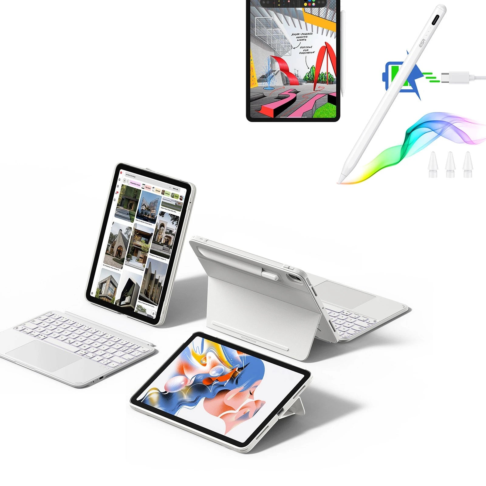 ESR iPad Pro 11" (M4) 2024 Shift Keyboard Case (Detachable) With Pencil Bundle - US Layout - W