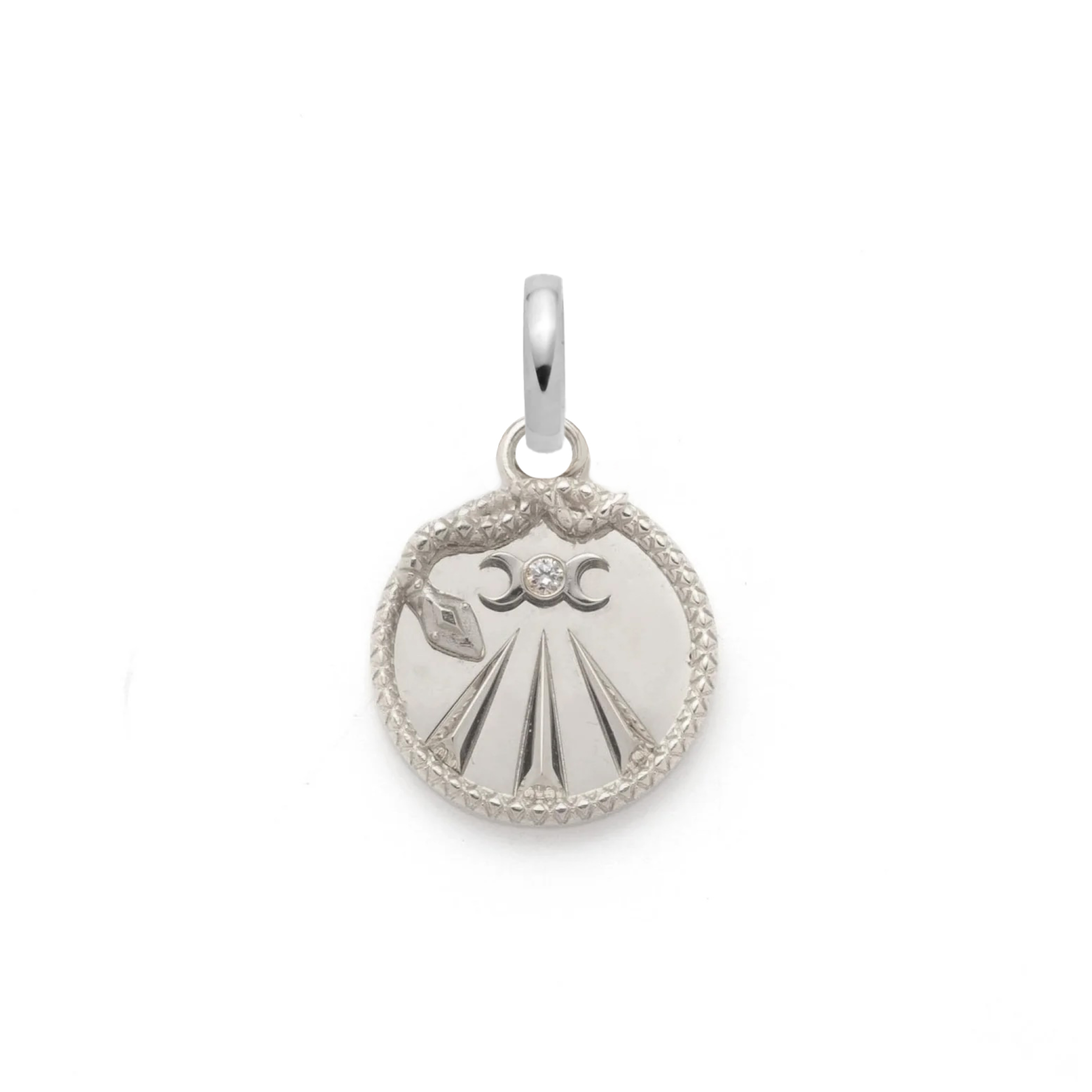 Foundrae Wholeness | Mind, Body, Soul Baby Medallion | Diamond, White Gold