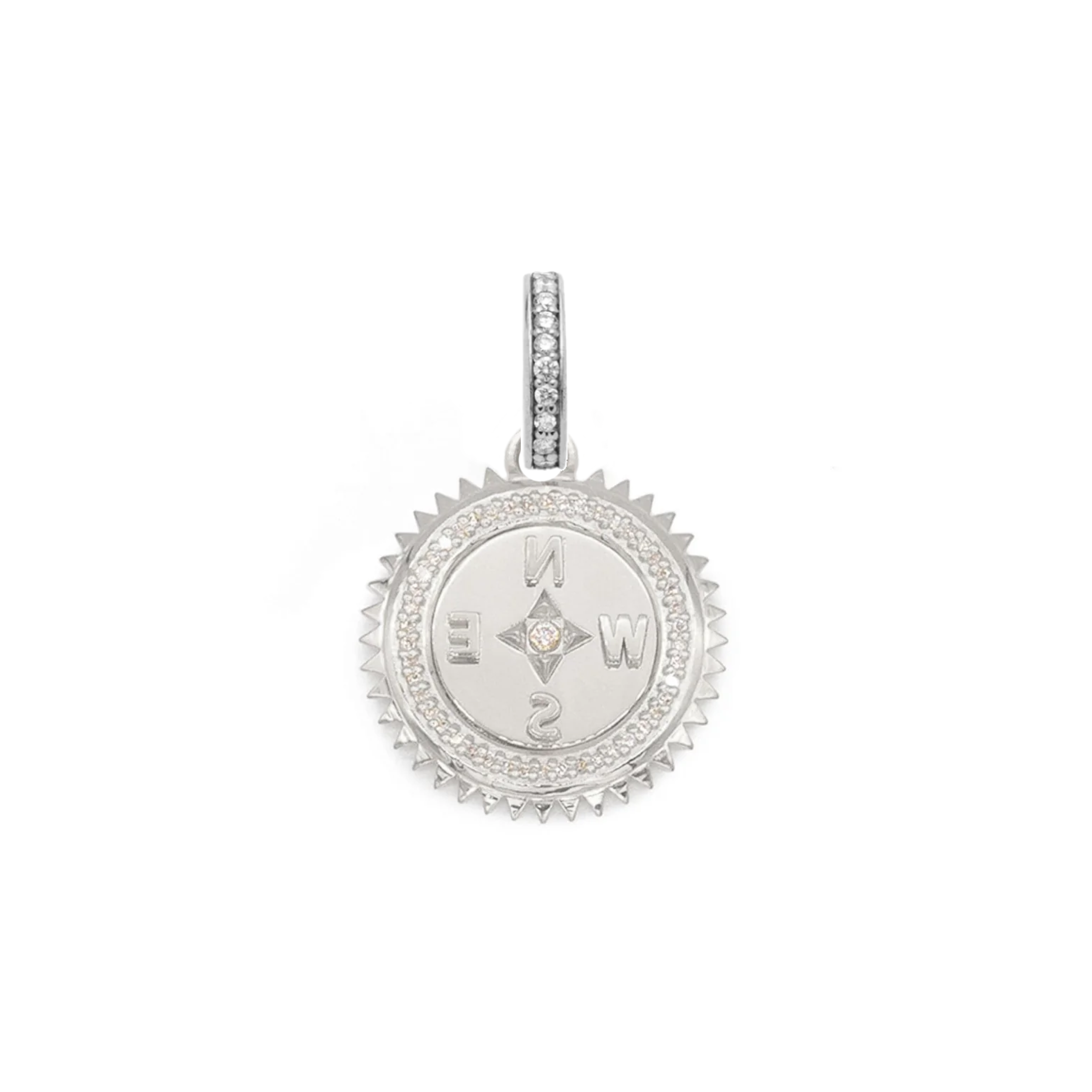 Foundrae Internal Compass | Baby Medallion | Diamonds, White Gold