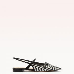 Alexandre Birman Tita Raffia Zig Flat Black
