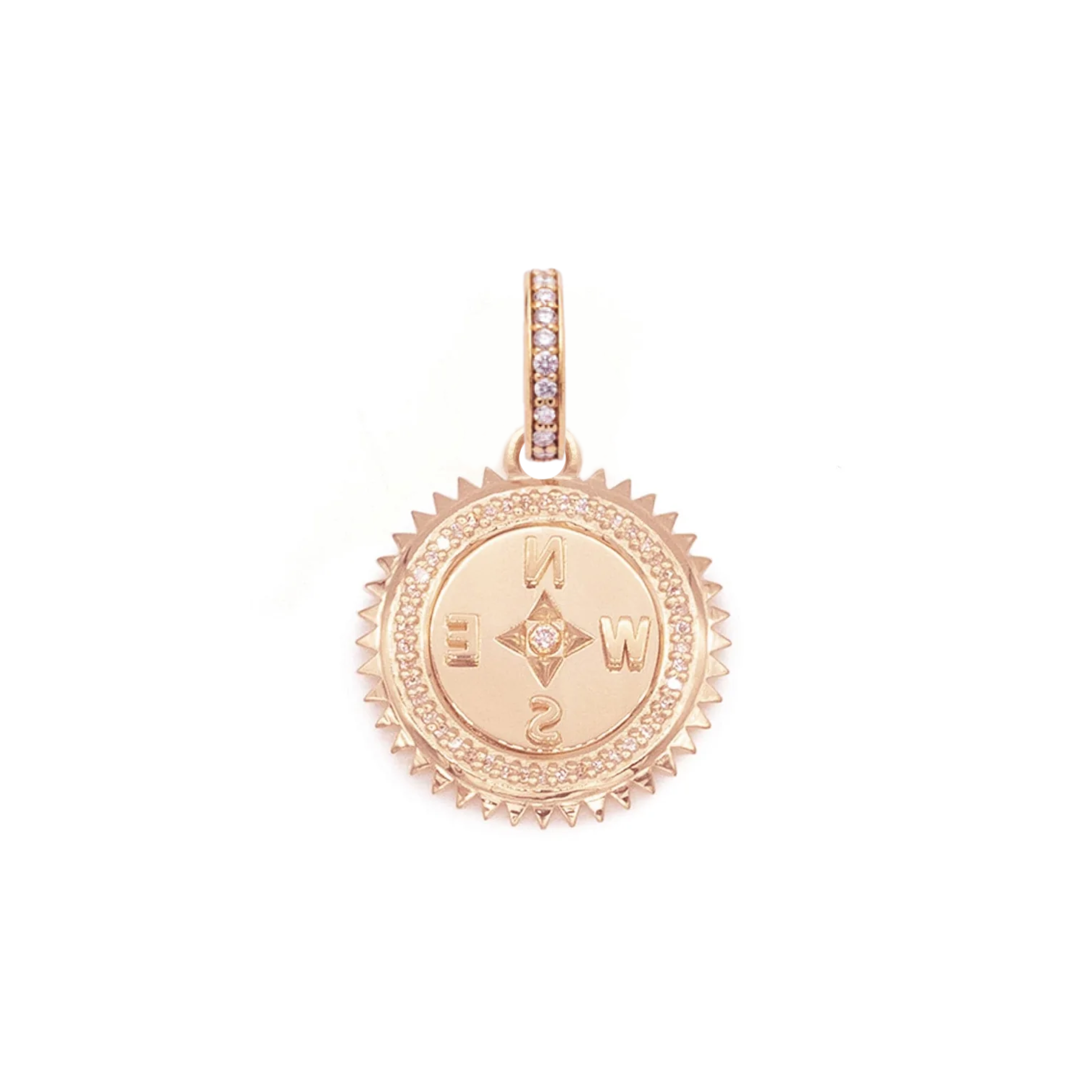 Foundrae Internal Compass | Baby Medallion | Diamonds, Rose Gold