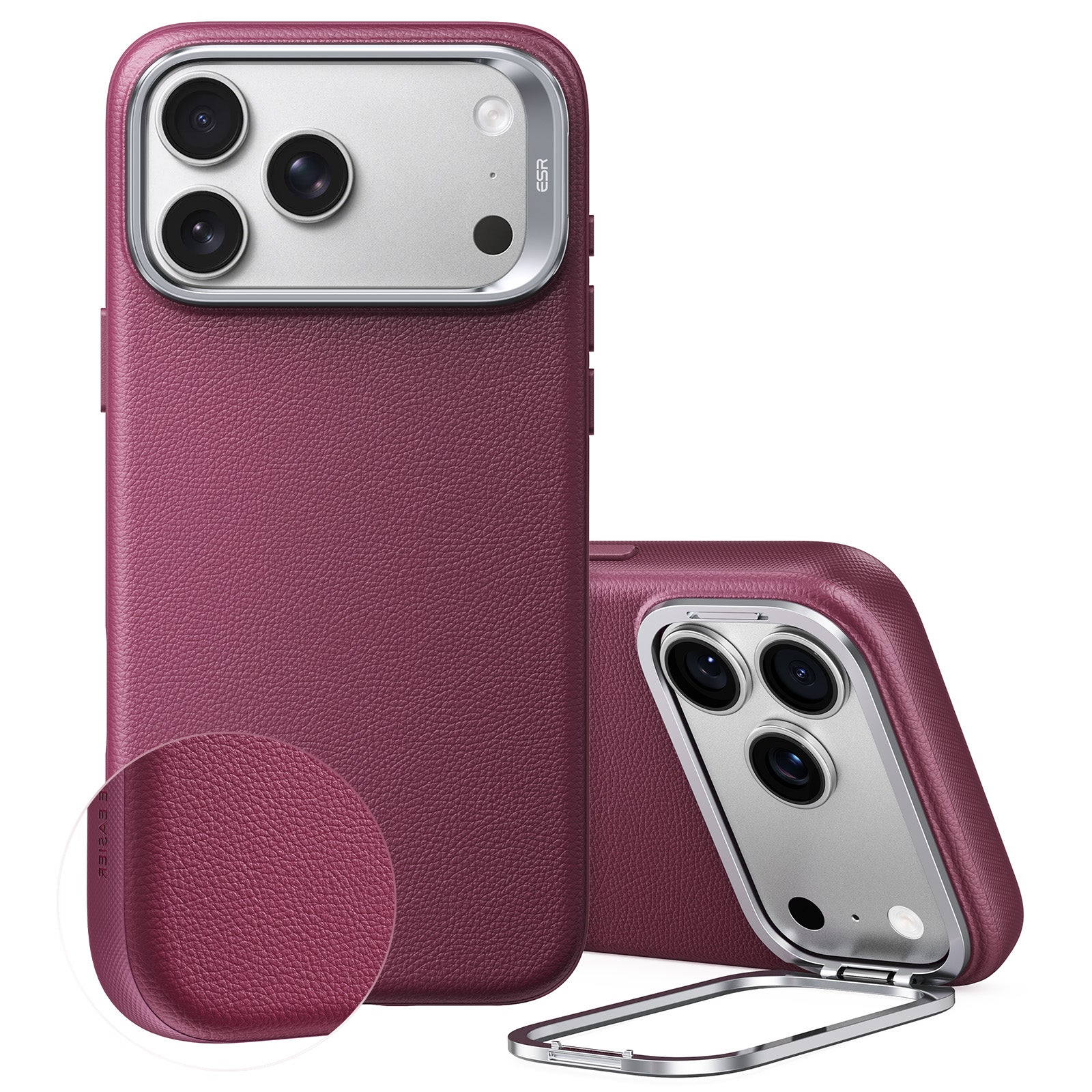 ESR iPhone 17 Pro Max Atelier Magnetic Case with Camera Control and Flex Stand - Deep Burgundy