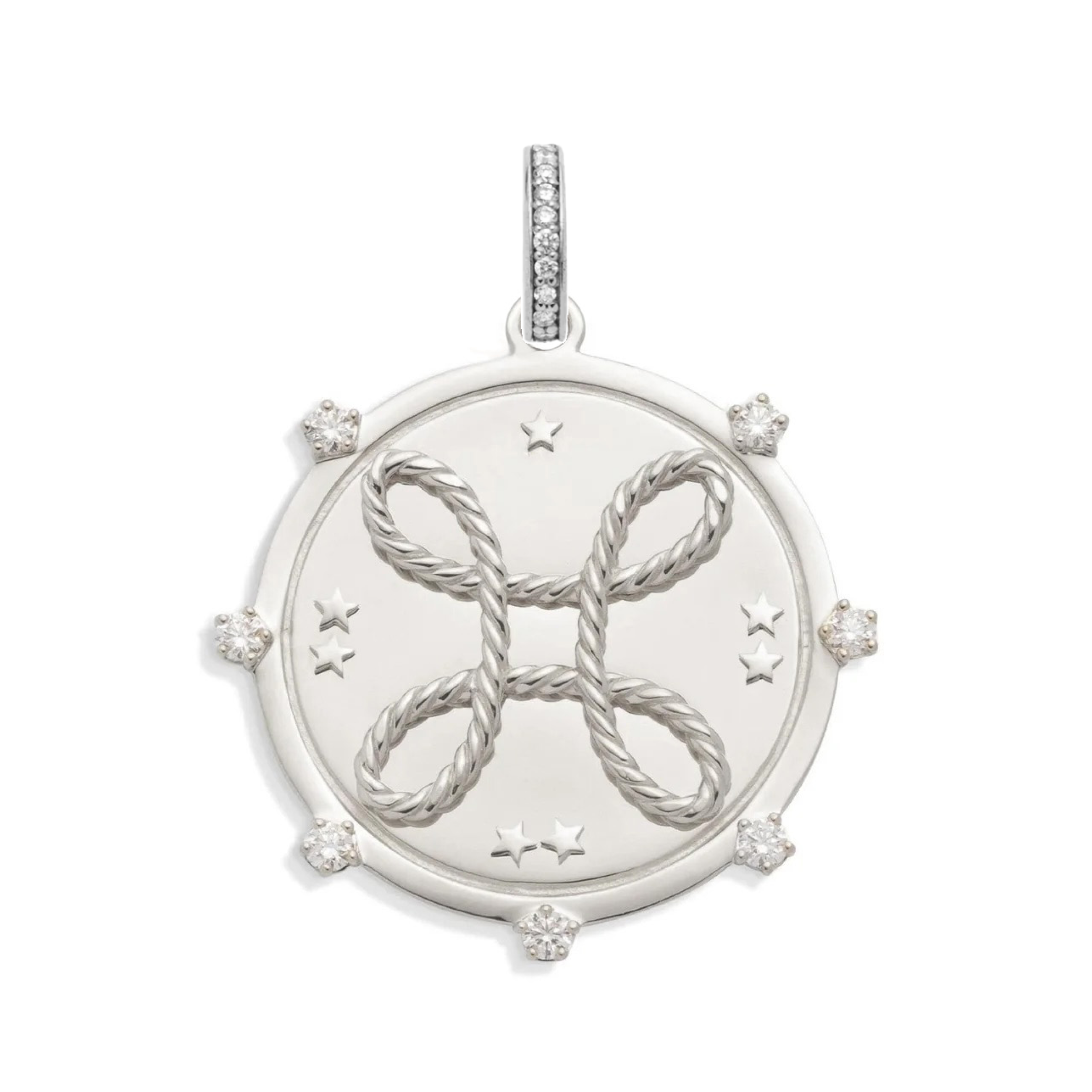 Foundrae True Love | 'Love Knot' Large Medallion | Diamonds, White Gold