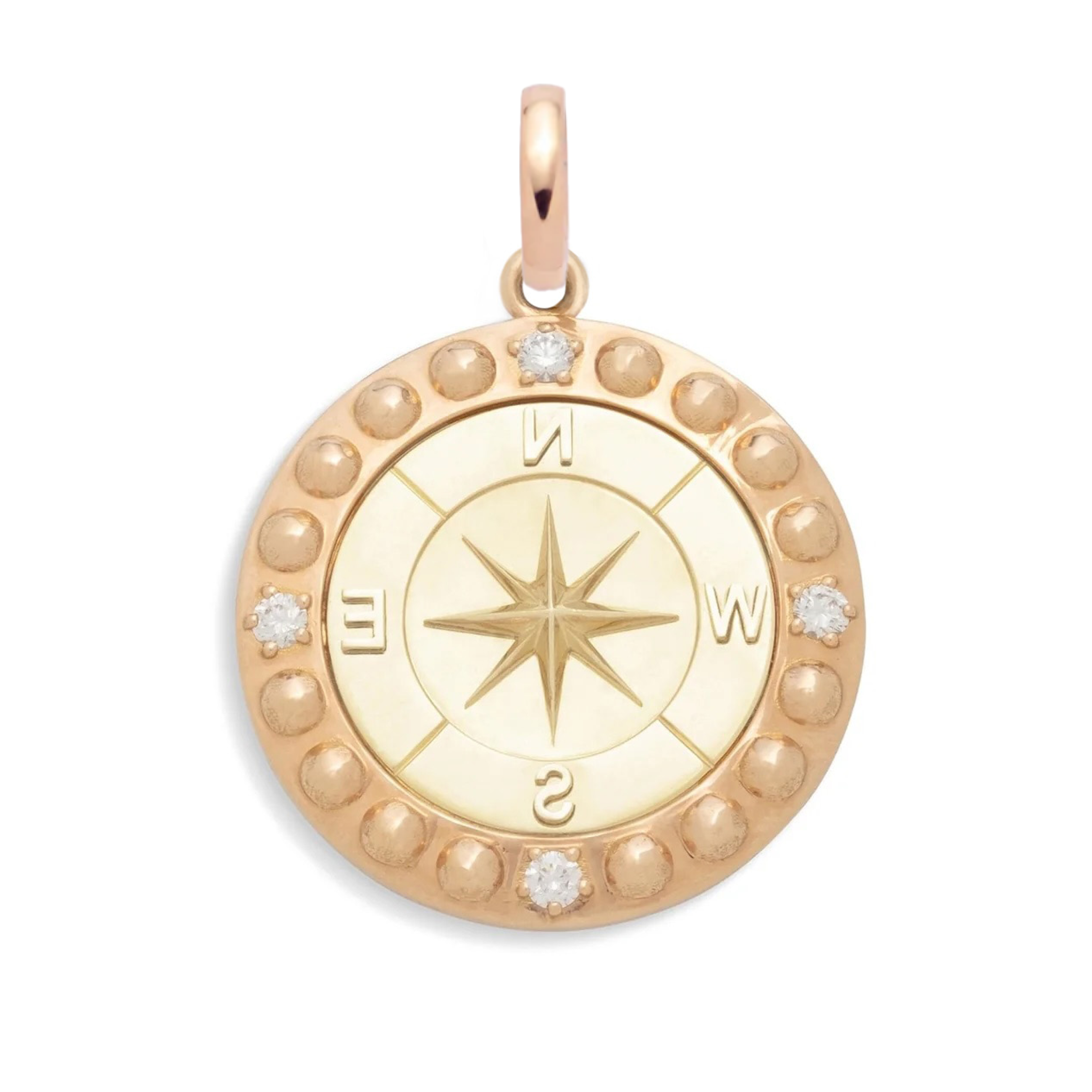 Foundrae Internal Compass | Large Medallion | Diamonds, Rose Gold, Yellow Gold