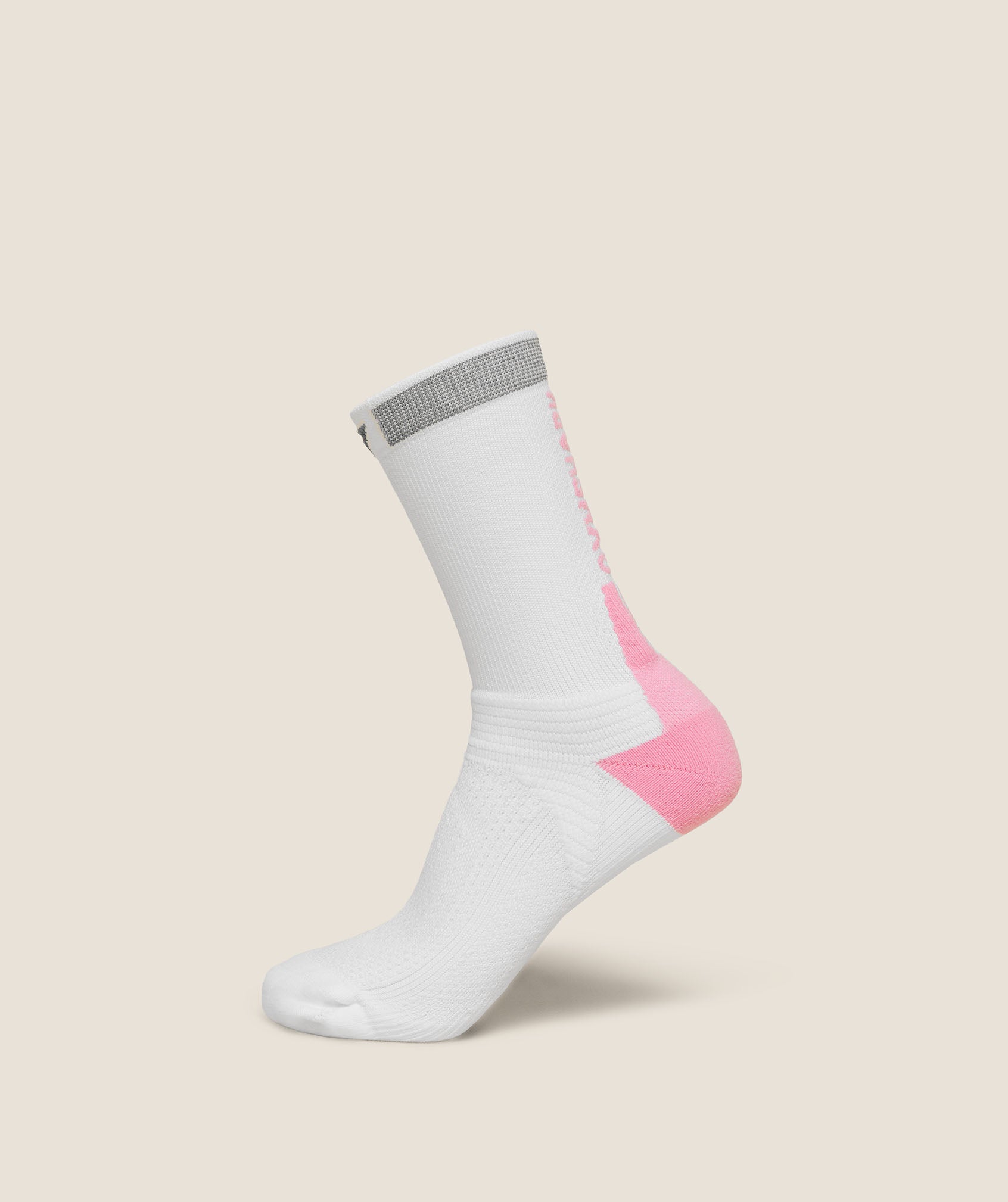 Gymshark Running Elite Crew Sock Single - White/Poise Pink