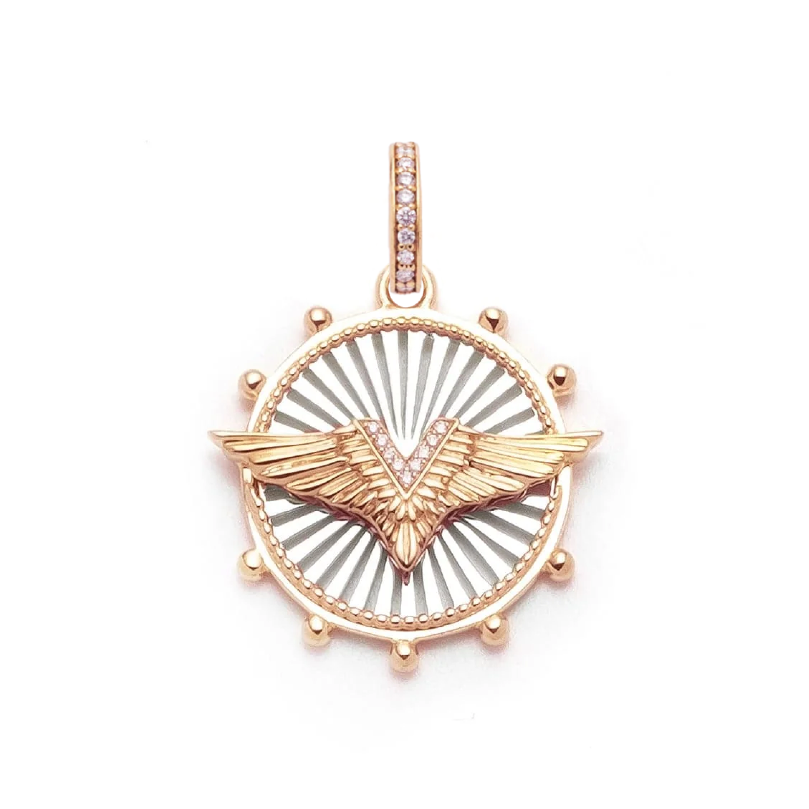 Foundrae Vivacity | Wings Medium Medallion | Diamonds, White Gold, Rose Gold
