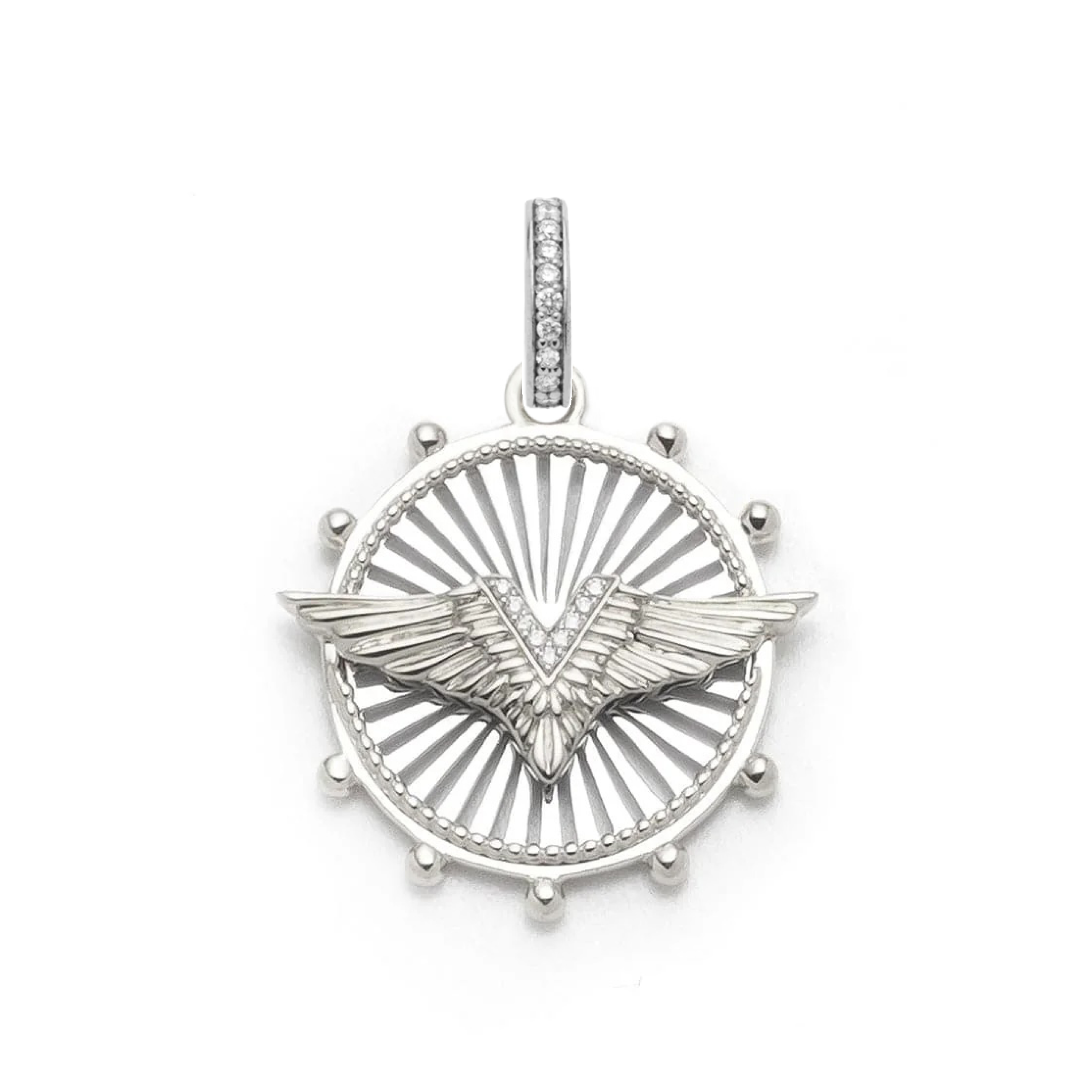 Foundrae Vivacity | Wings Medium Medallion | Diamonds, White Gold