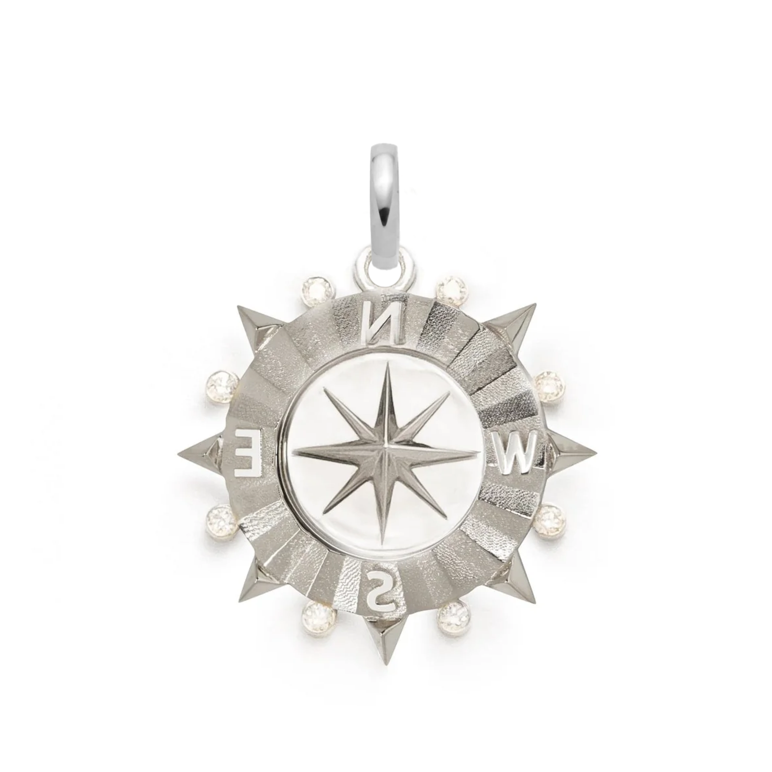 Foundrae Internal Compass | Medium Medallion | Diamonds, White Gold