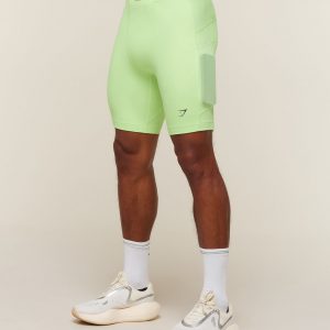 Gymshark Running Elite 7 Pocket Half Tights - Pace Green