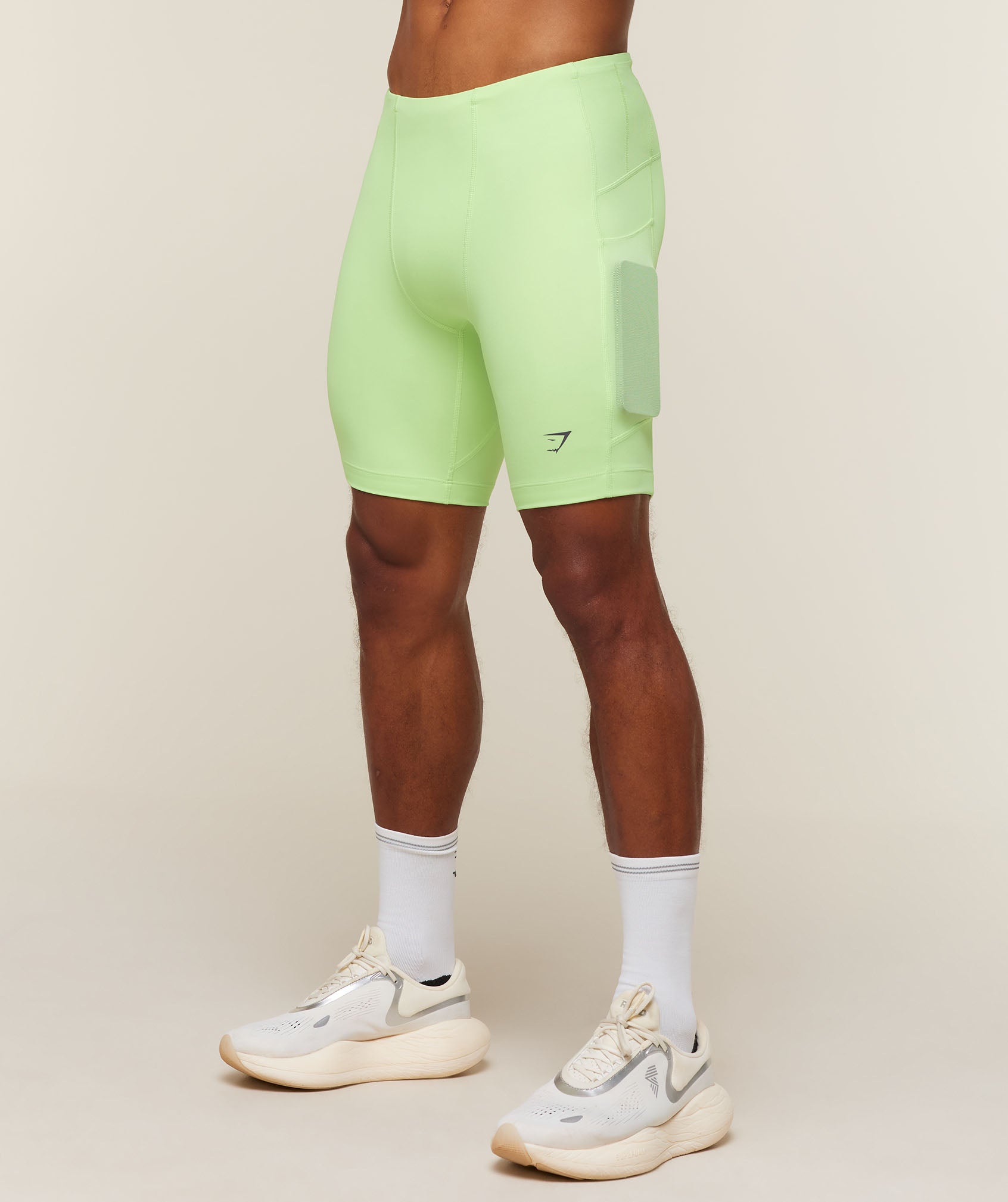 Gymshark Running Elite 7 Pocket Half Tights - Pace Green