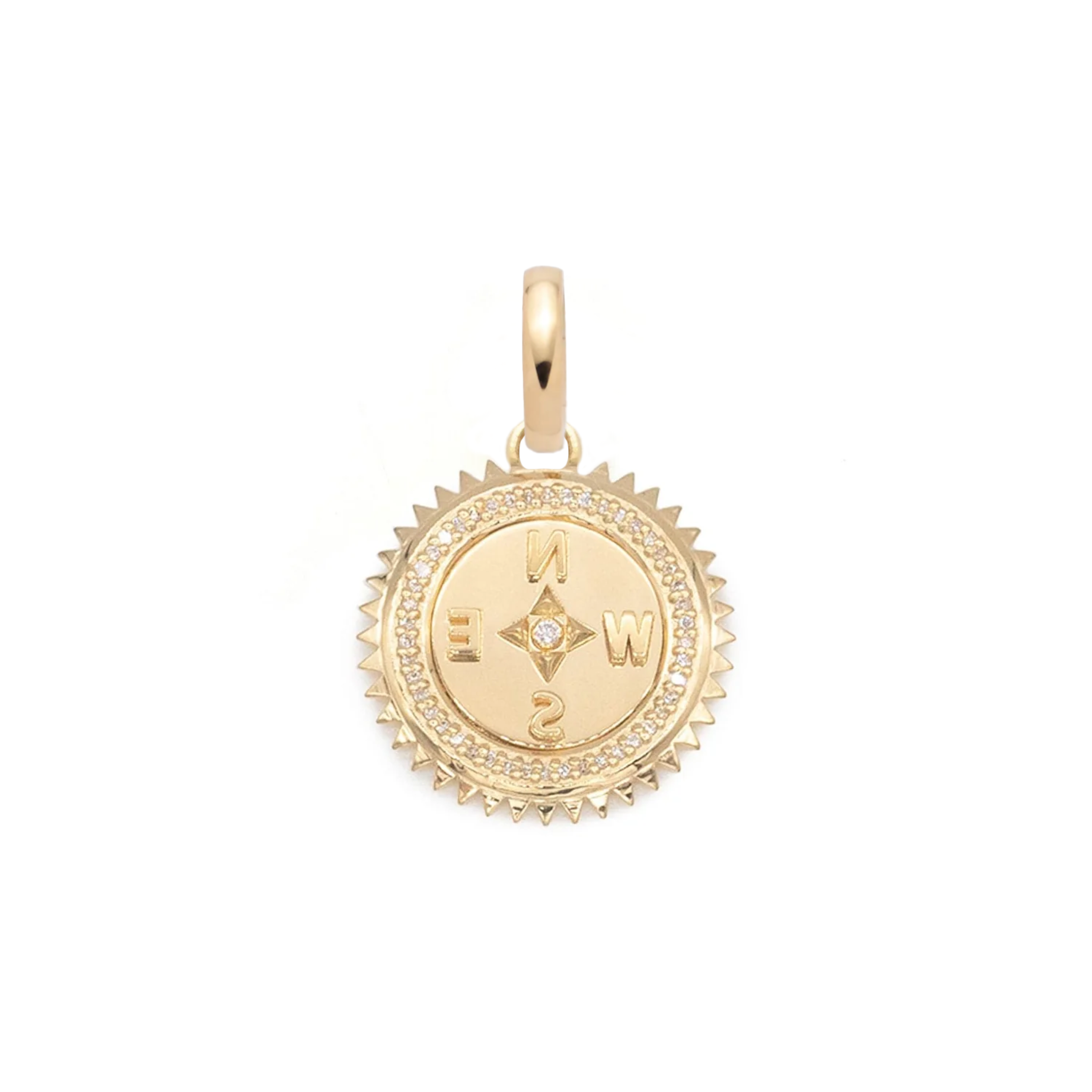 Foundrae Internal Compass | Baby Medallion | Diamonds, Yellow Gold