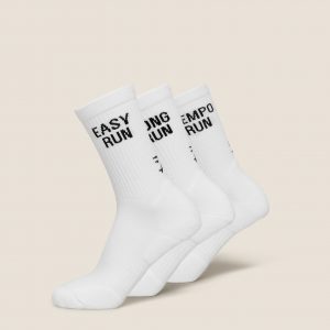 Gymshark Running Graphic Performance Crew Sock 3pk - White