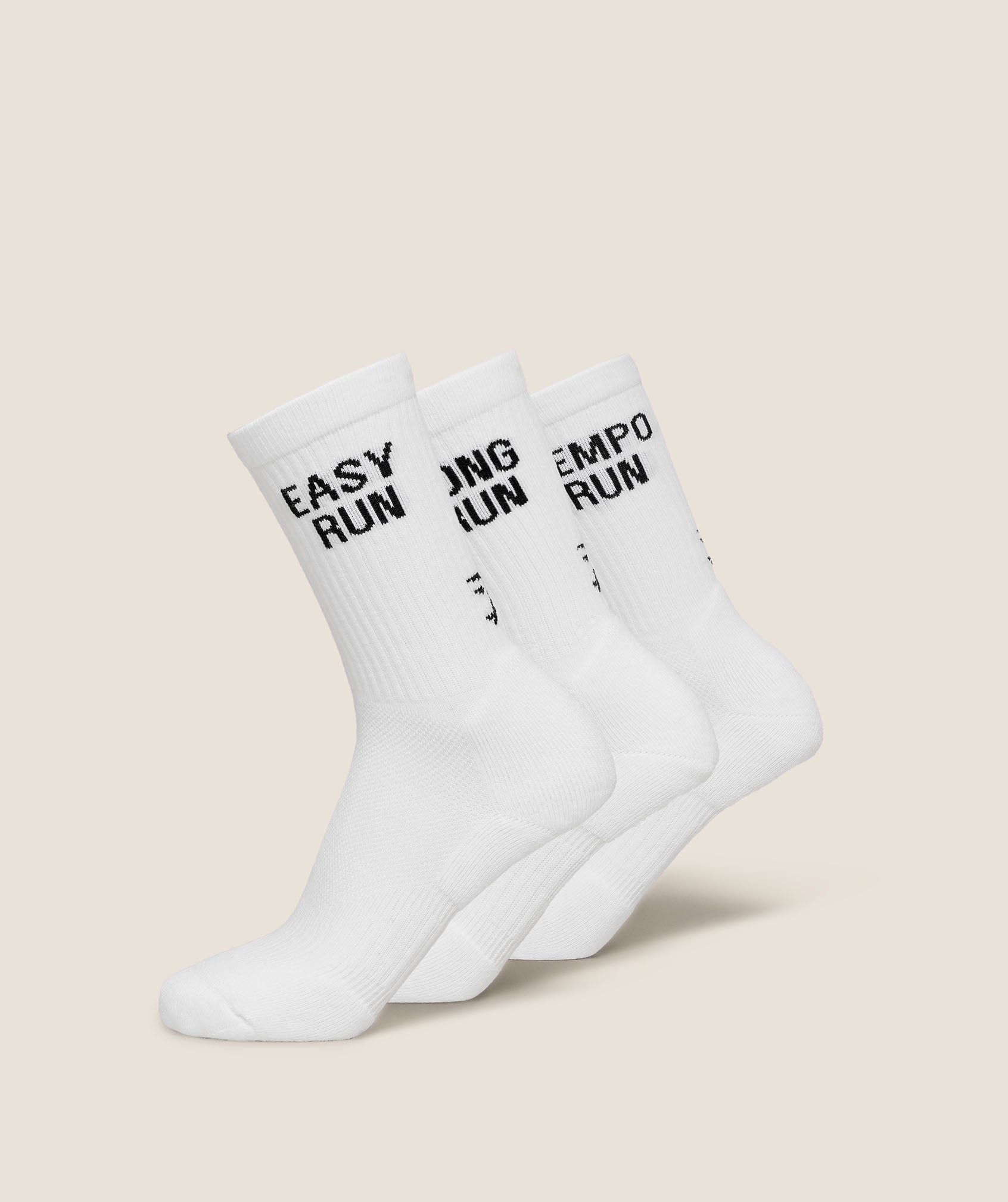 Gymshark Running Graphic Performance Crew Sock 3pk - White