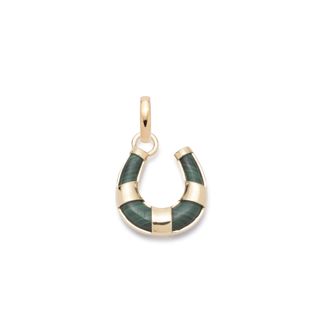 Foundrae Protection | Horseshoe Miniature Pendant | Malachite, Yellow Gold