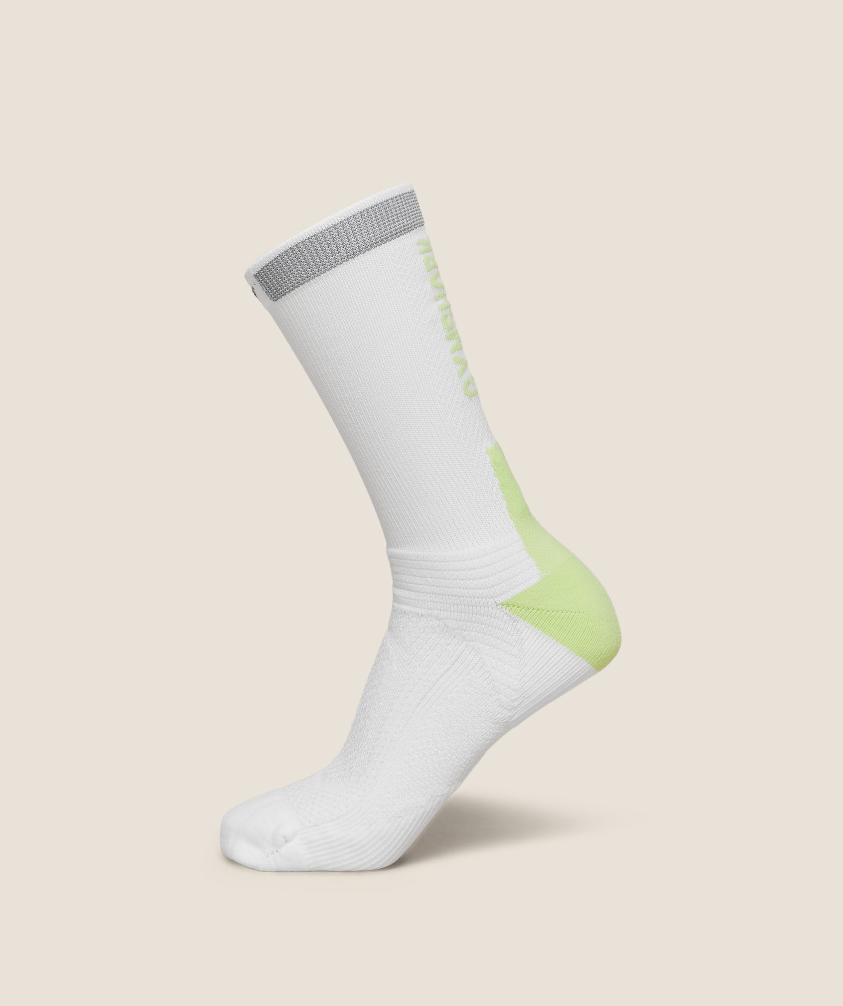 Gymshark Running Elite Crew Sock Single - White/Pace Green