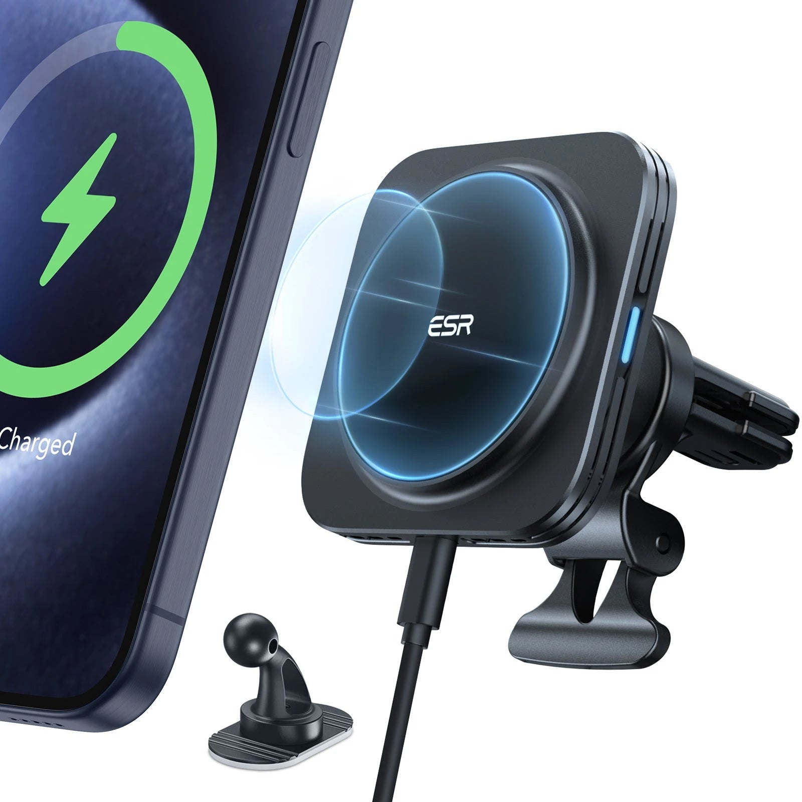 ESR Magnetic Wireless Car Charger (HaloLock) - Black