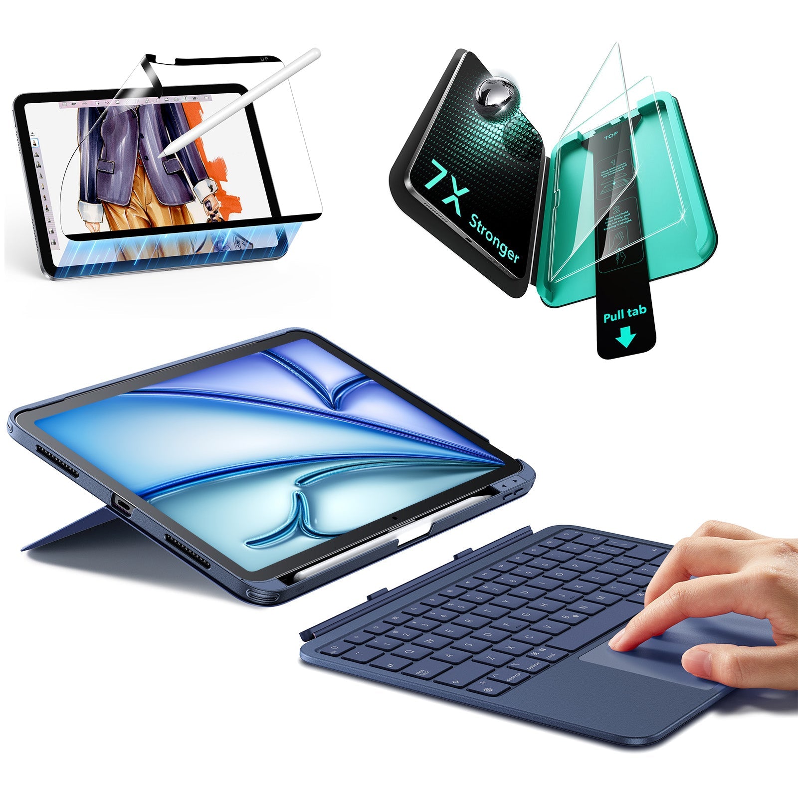 ESR iPad Air 11" (M4) 2026 Flex Keyboard Case (Detachable) Transformation Bundle- US Layout-Bl