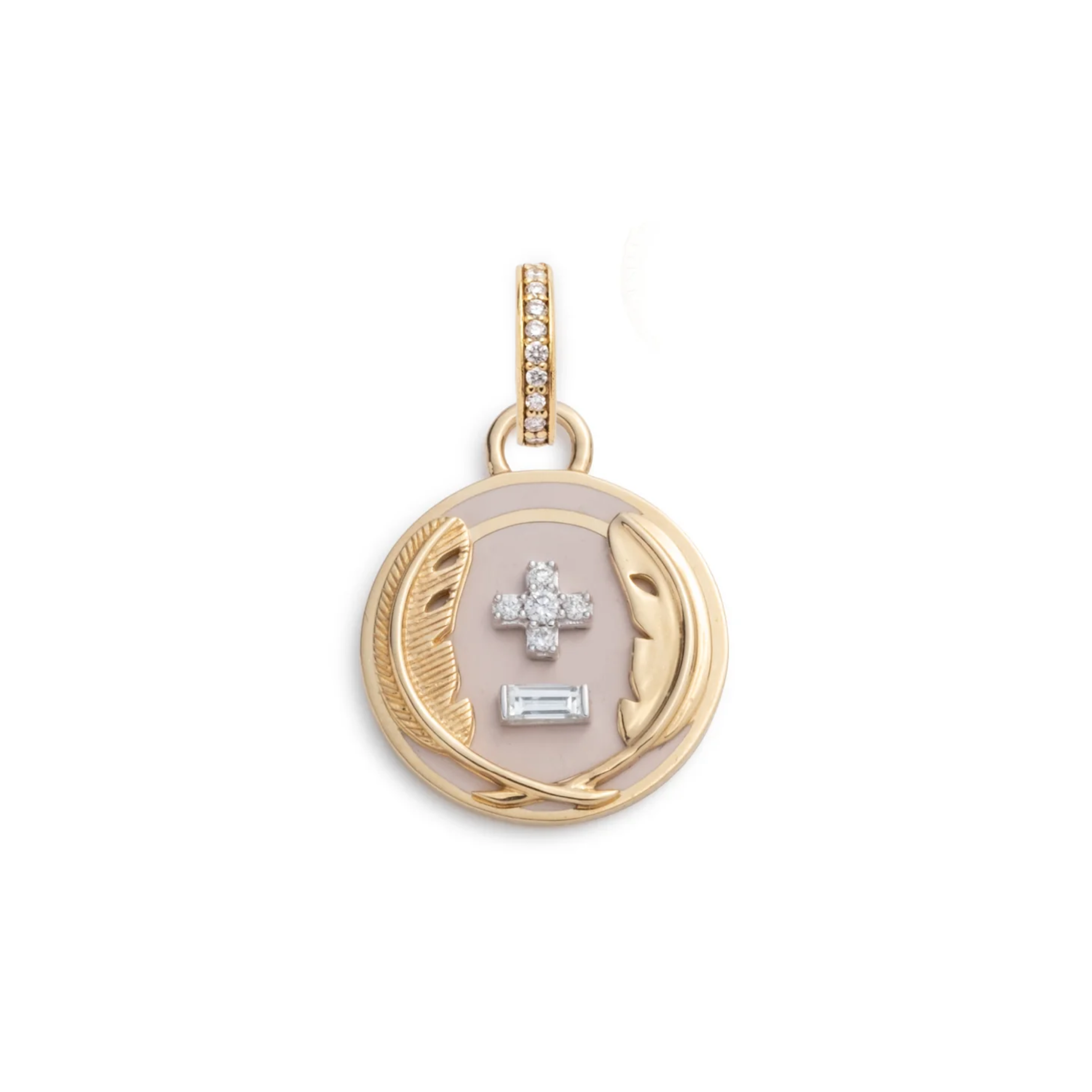 Foundrae Vivacity | Ceramic Ever Growing Love Baby Medallion | Blush Ceramic, Diamonds, Yellow Gold