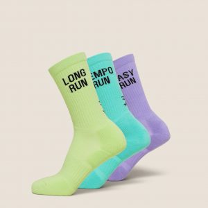 Gymshark Running Graphic Performance Crew Sock 3pk - Pace Green/Pace Purple/Interval Blue